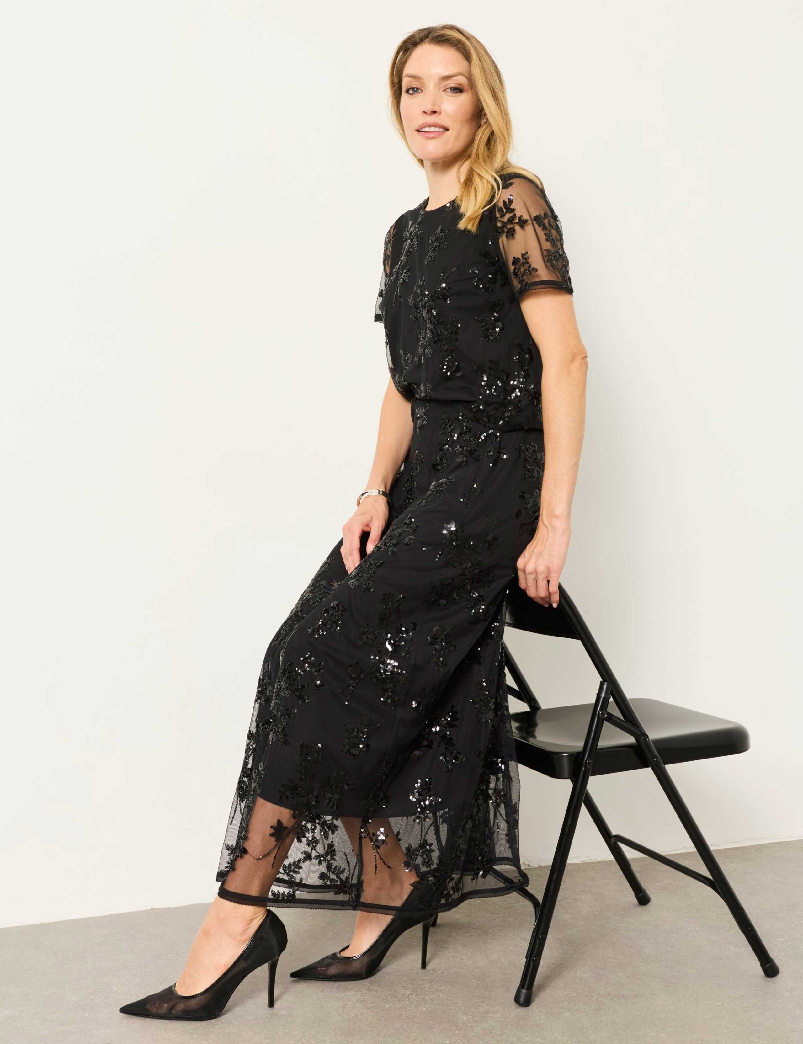 Sequin Embellished Midi A-Line Skirt 5 of 7