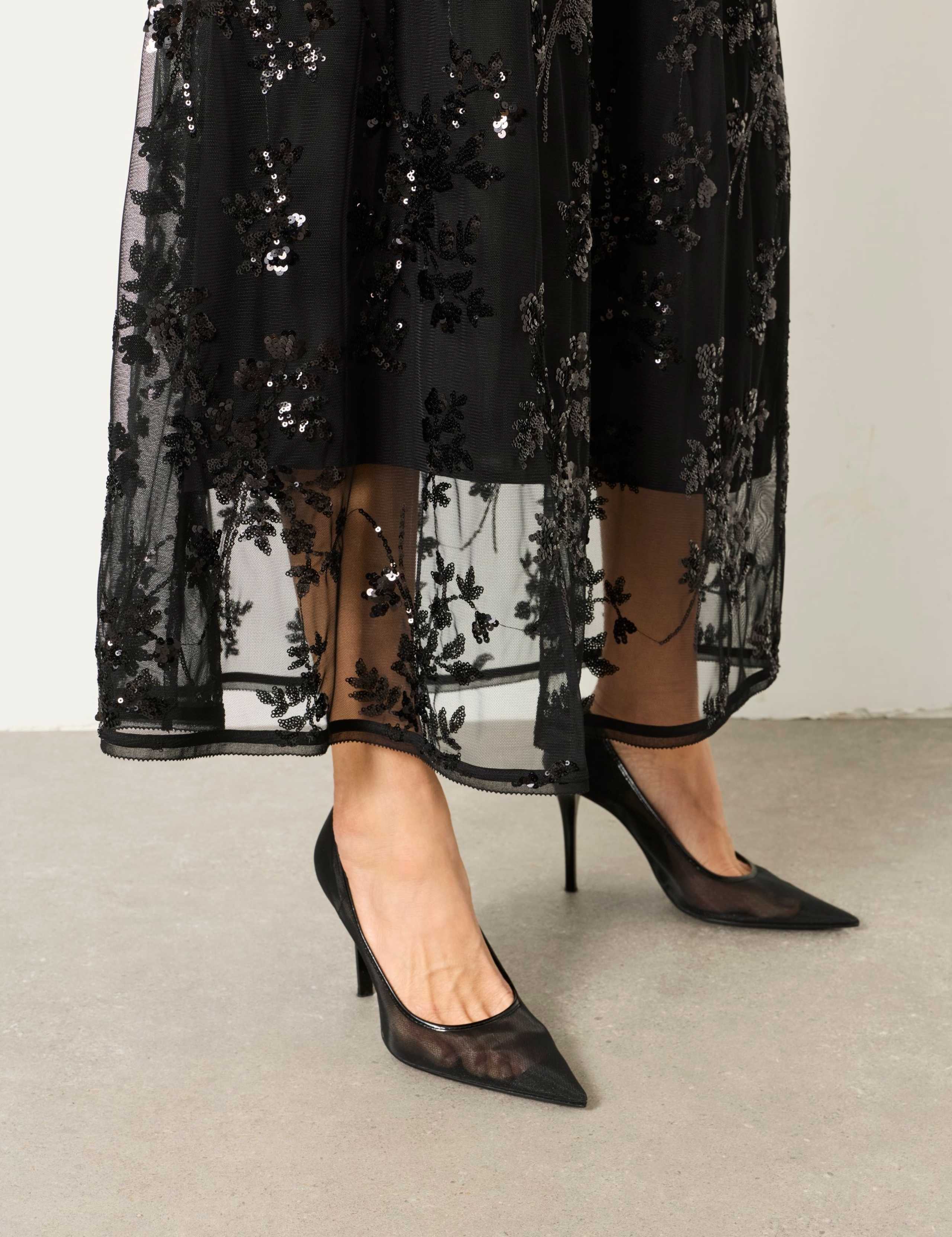 Sequin Embellished Midi A-Line Skirt 6 of 7