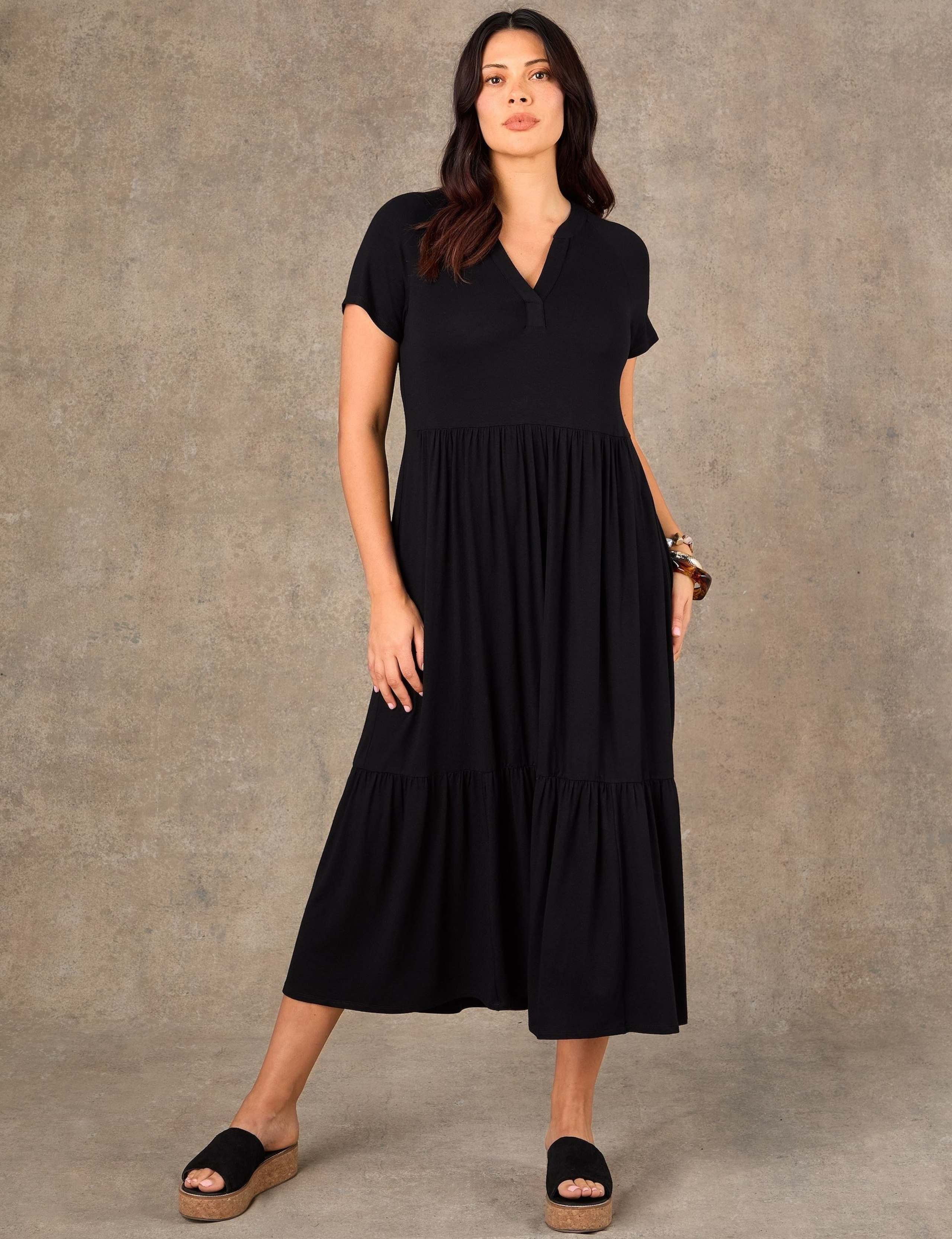 Jersey V-Neck Maxi Tiered Dress 2 of 4