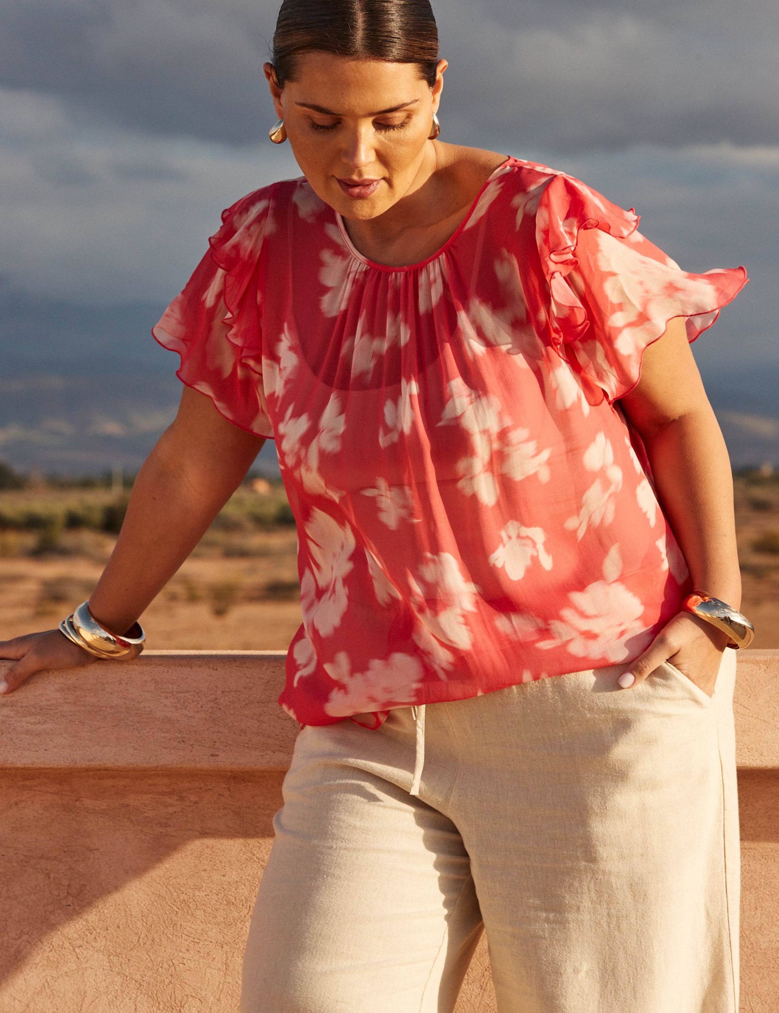 Floral Ruffle Sleeve Blouse 1 of 5