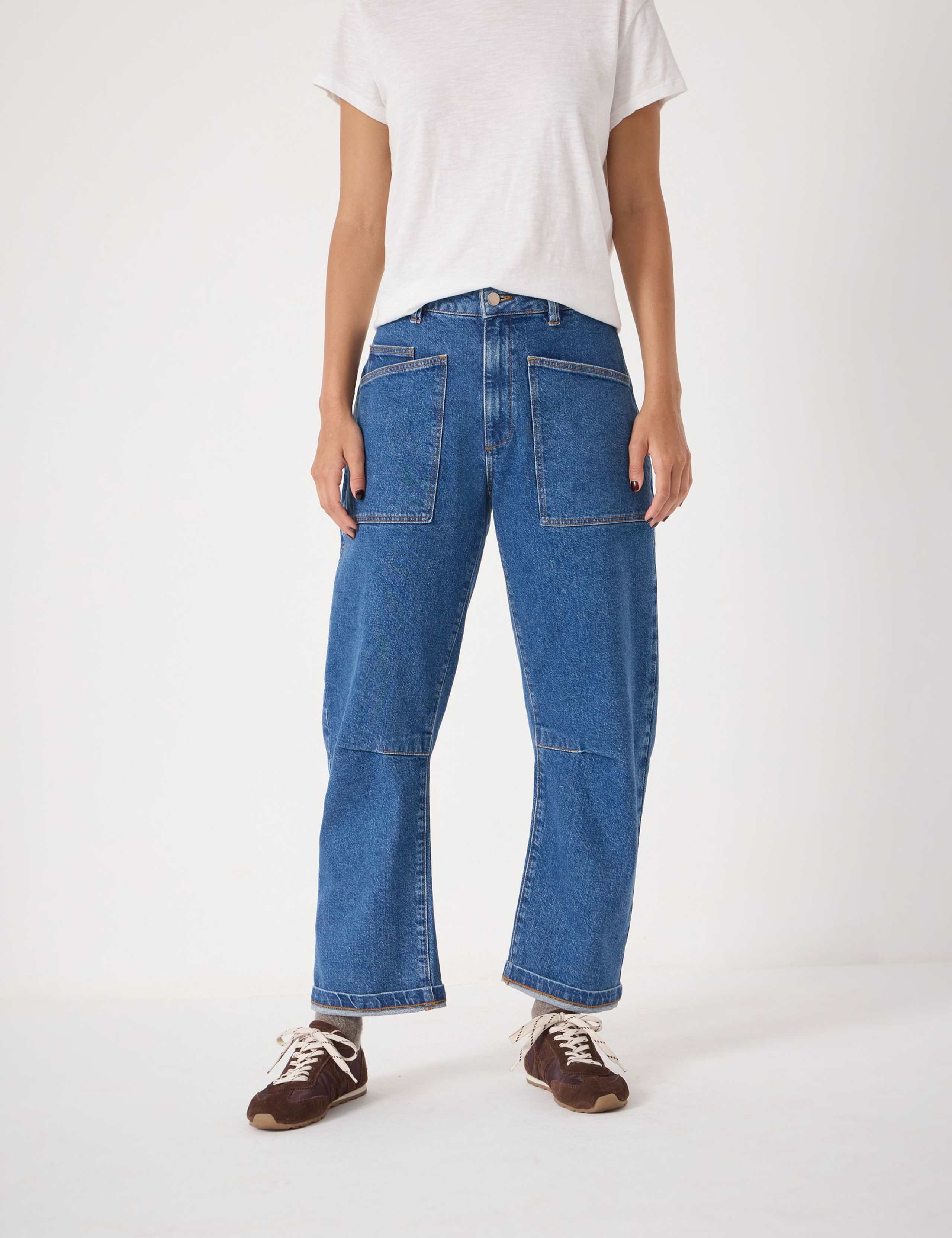 Mid Rise Barrel Leg Ankle Grazer Jeans 5 of 9