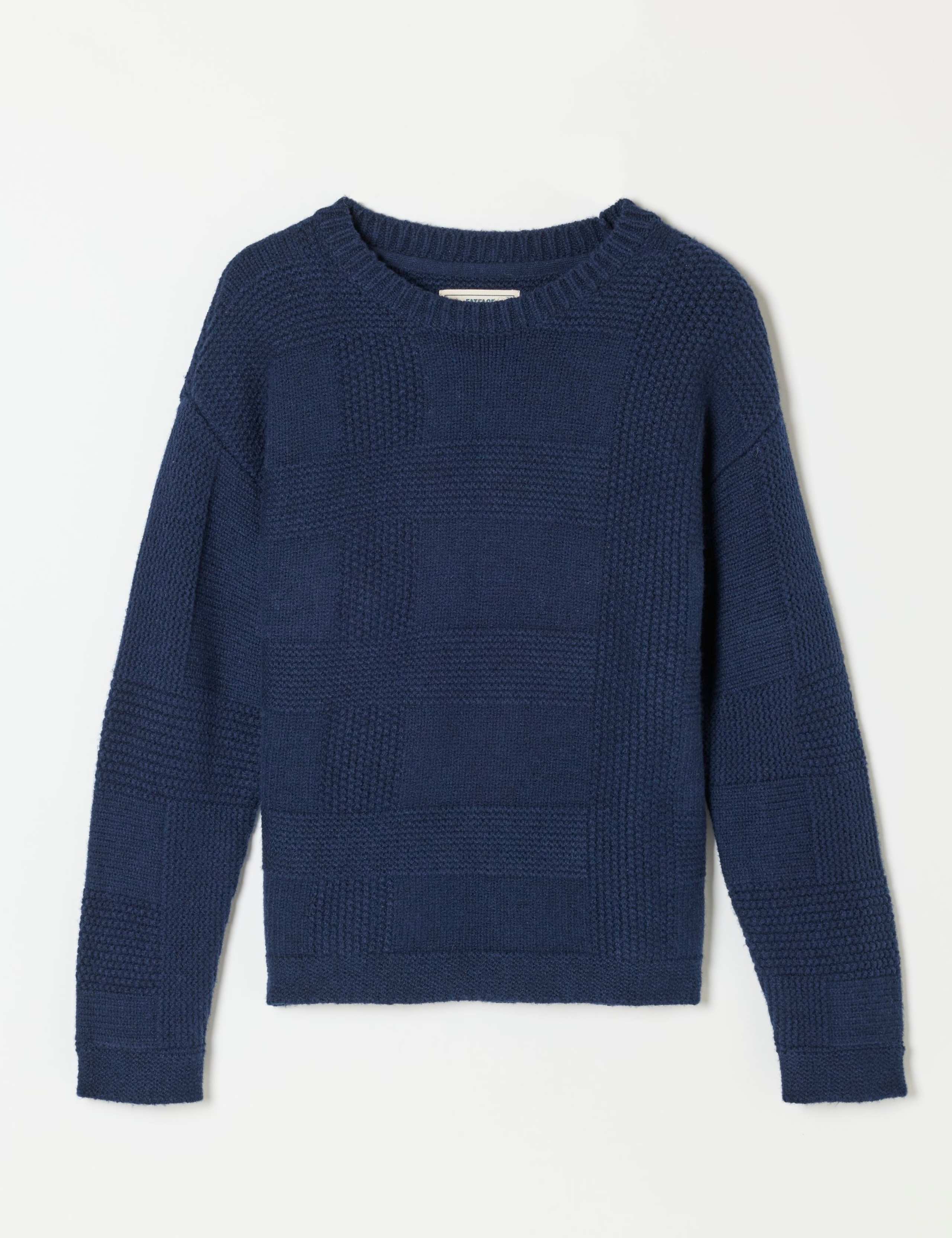 Cotton Blend Checked Crew Neck Jumper 2 of 6