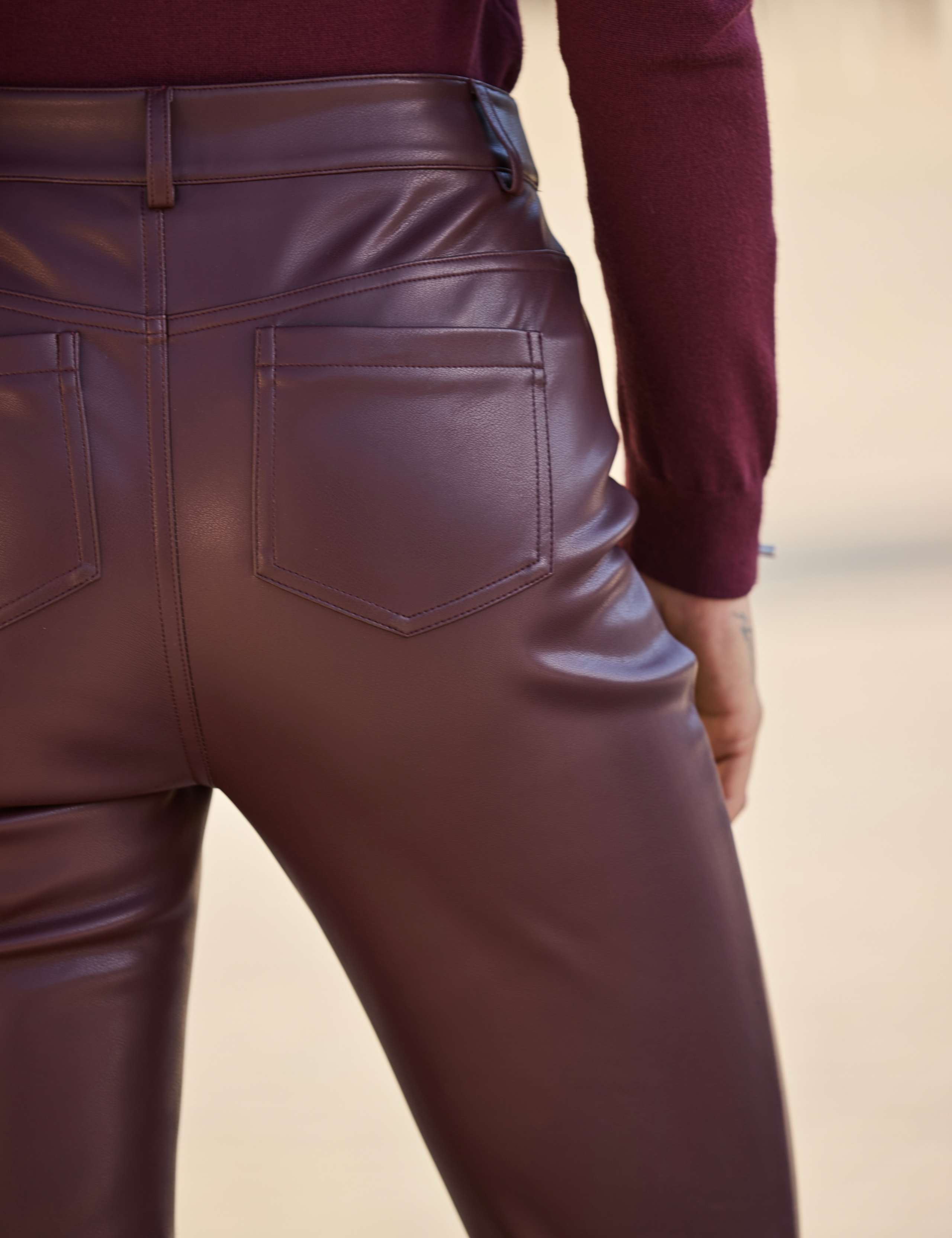 Faux Leather Bootcut Trousers 3 of 8