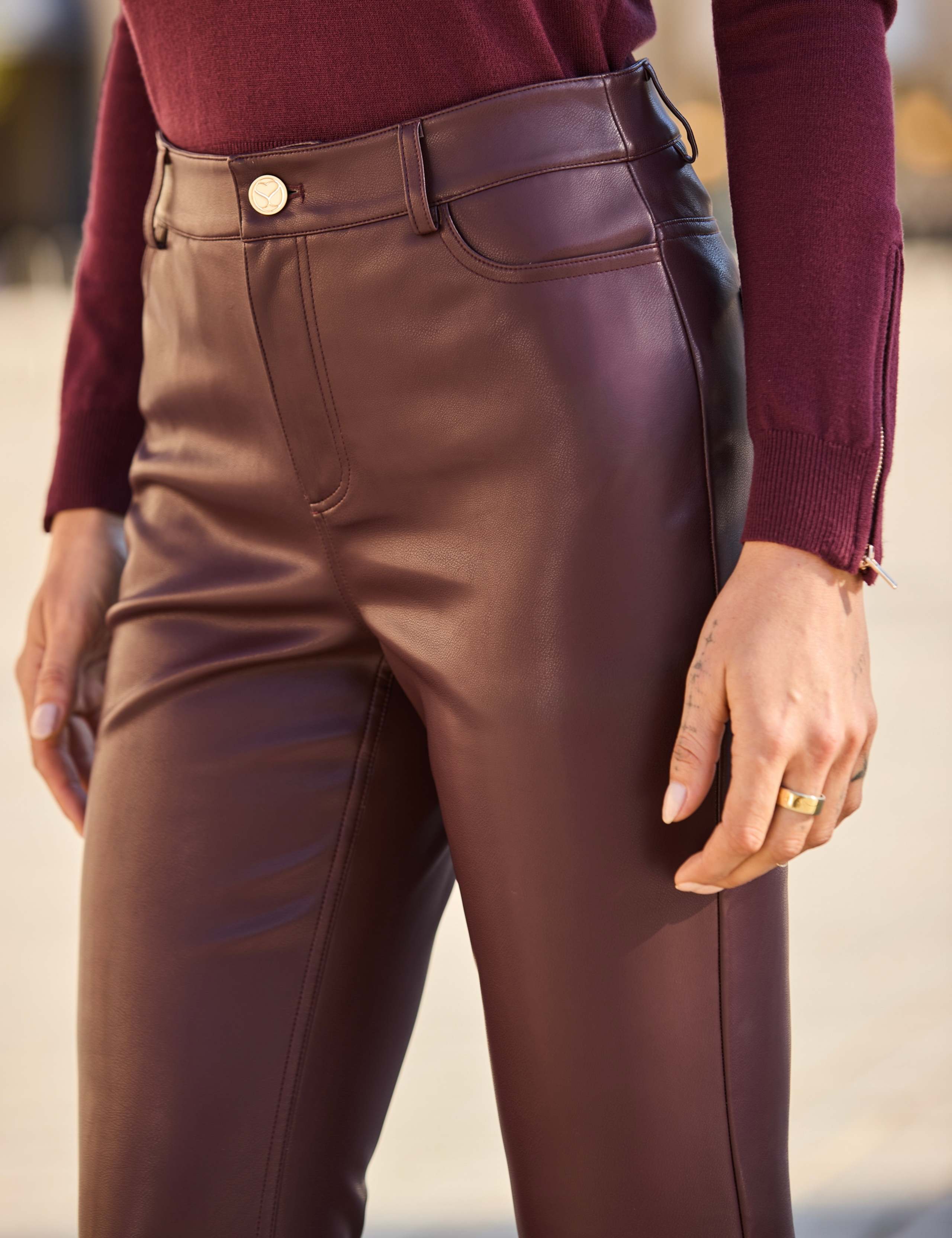 Faux Leather Bootcut Trousers 6 of 8
