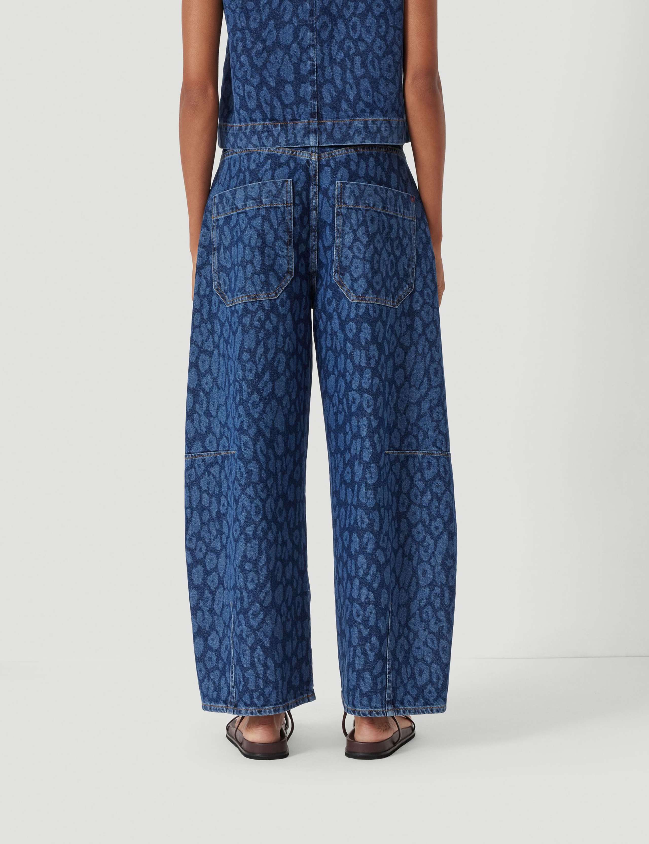 Leopard Print Mid Rise Barrel Cropped Jeans 5 of 7