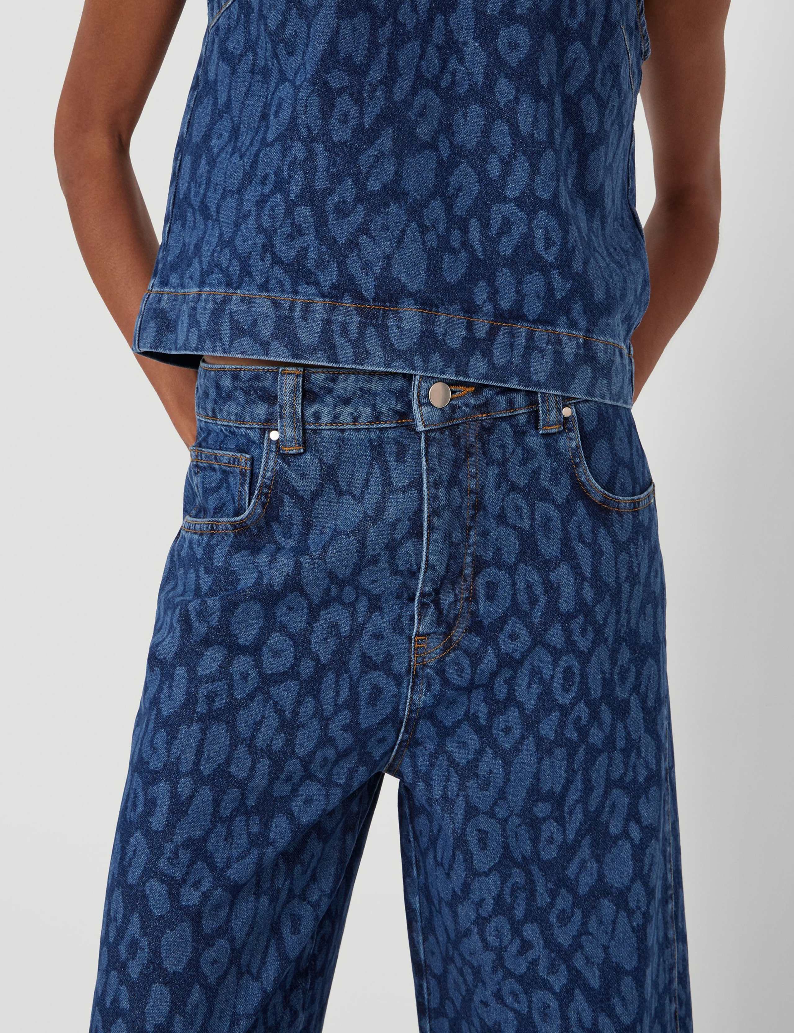 Leopard Print Mid Rise Barrel Cropped Jeans 6 of 7