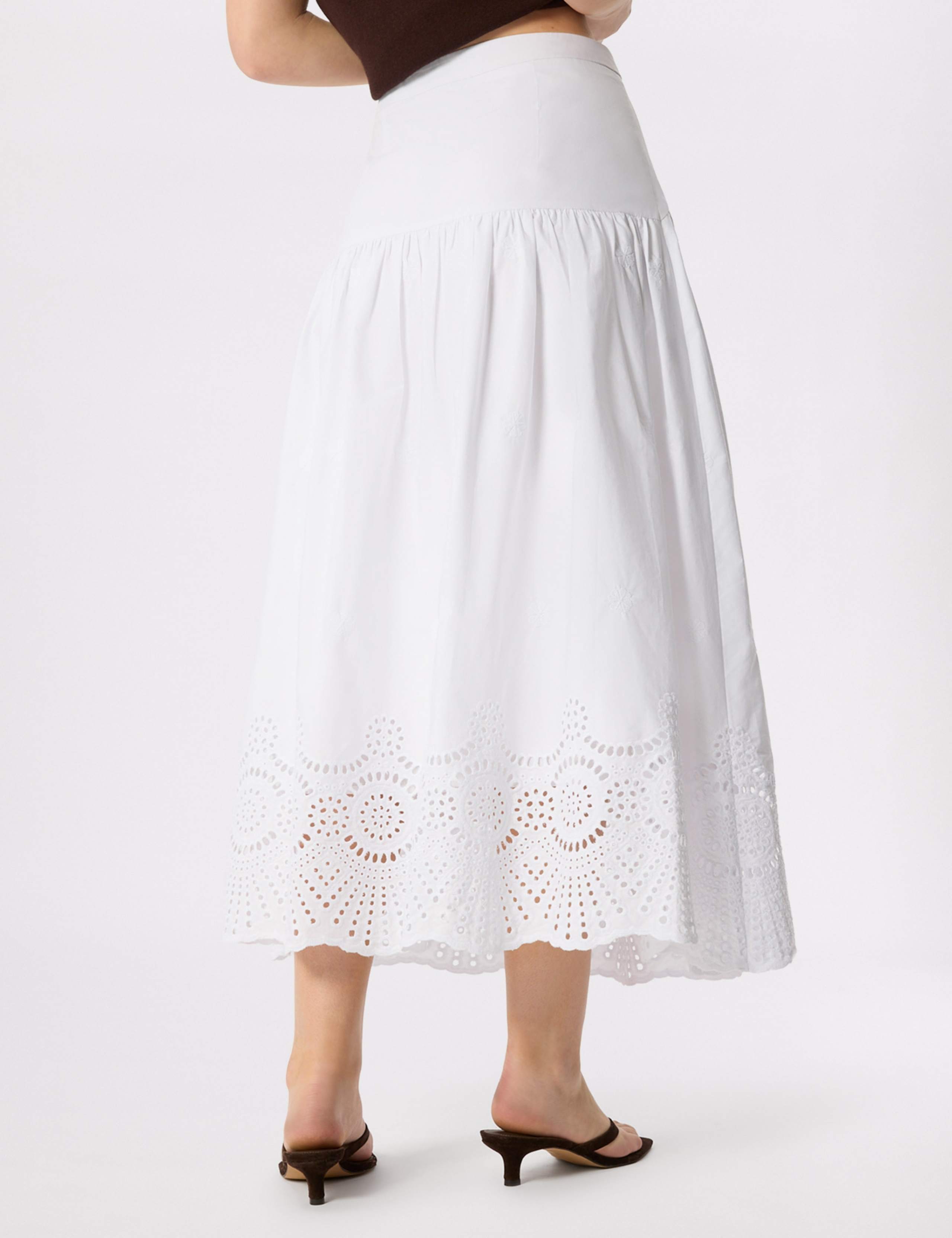 Pure Cotton Broderie Midi A-Line Skirt 3 of 6