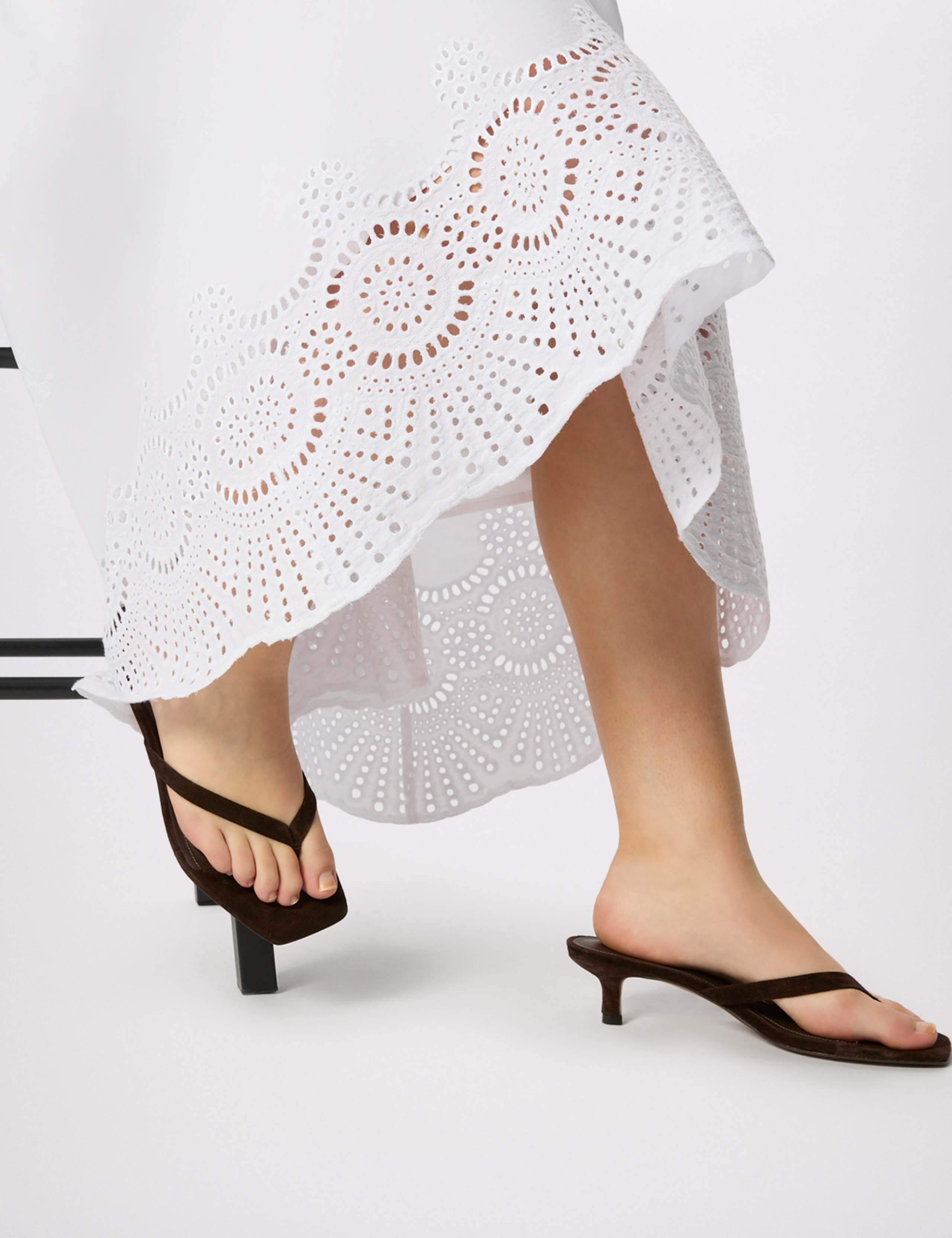Pure Cotton Broderie Midi A-Line Skirt 5 of 6
