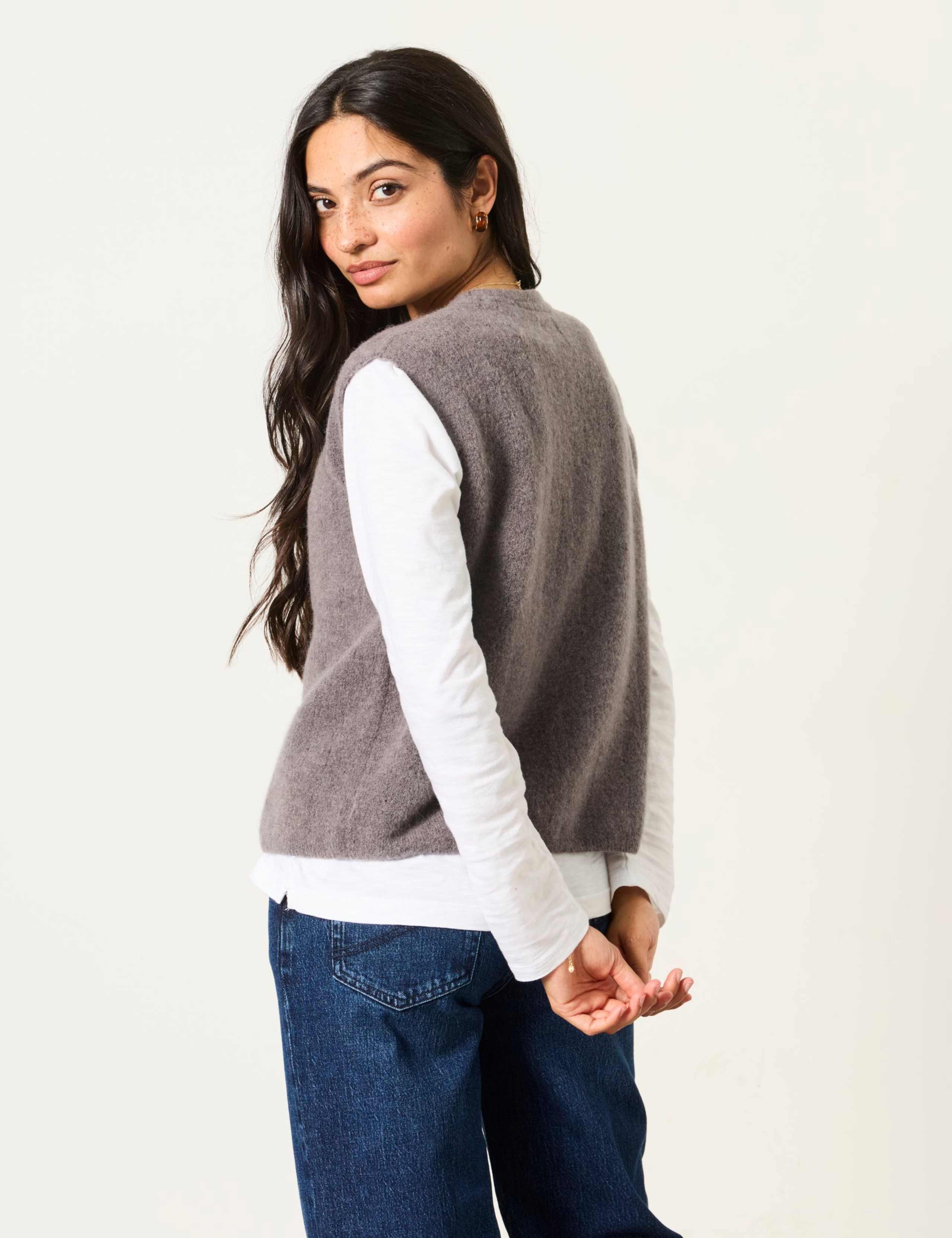 Wool Blend V-Neck Knitted Vest 3 of 6