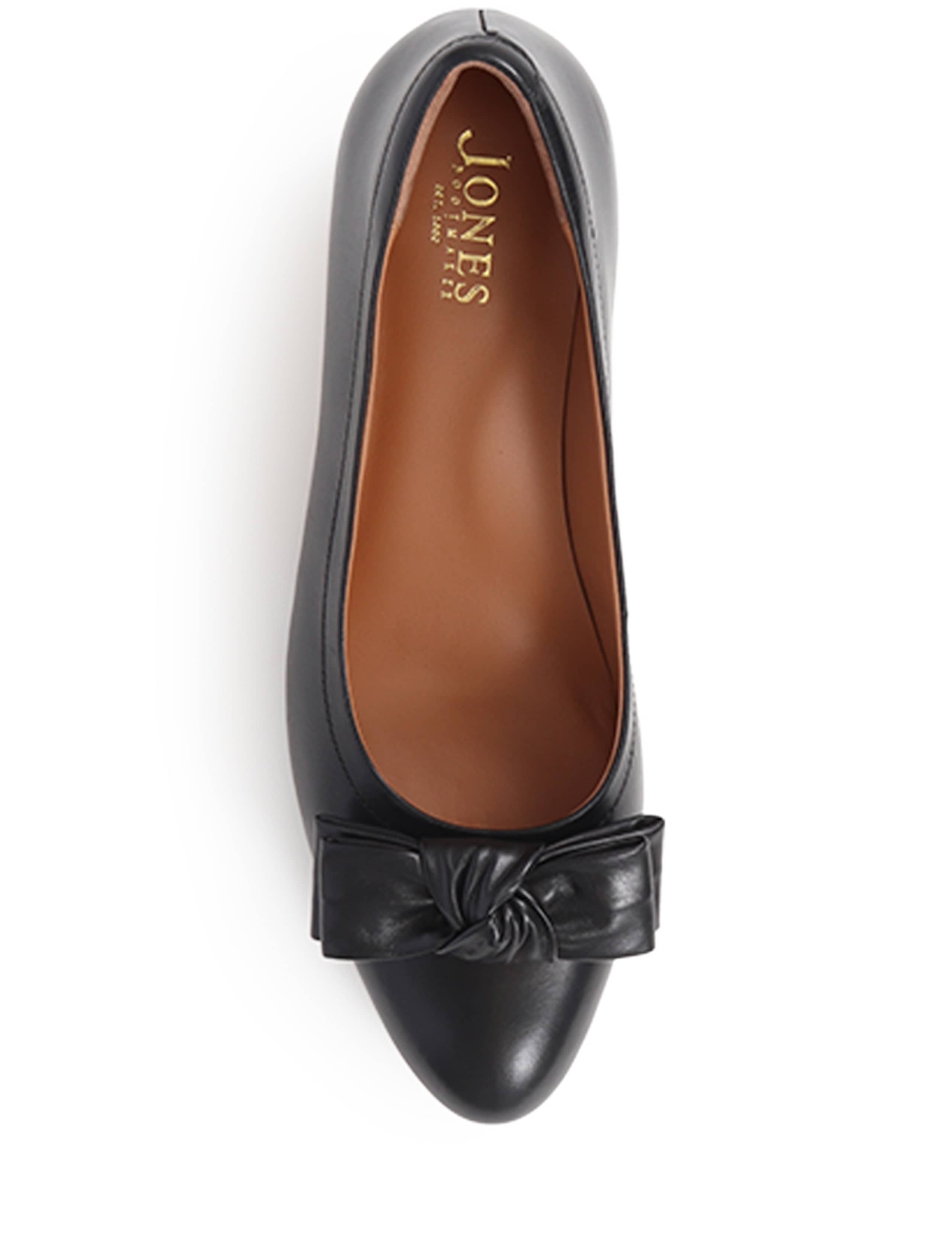Leather Bow Block Heel Court Shoes 4 of 7
