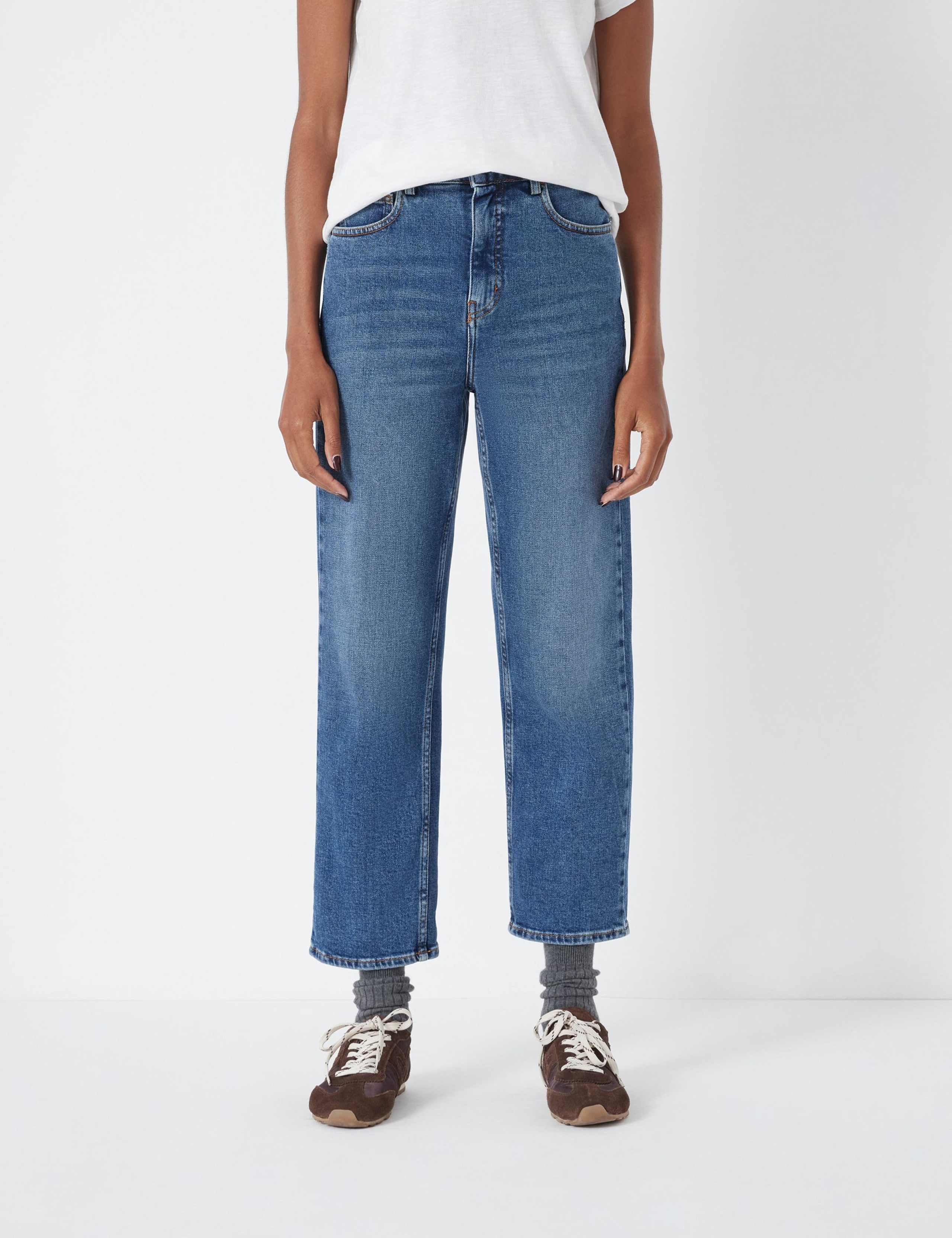 High Waisted Straight Leg Cropped Jeans 3 of 5