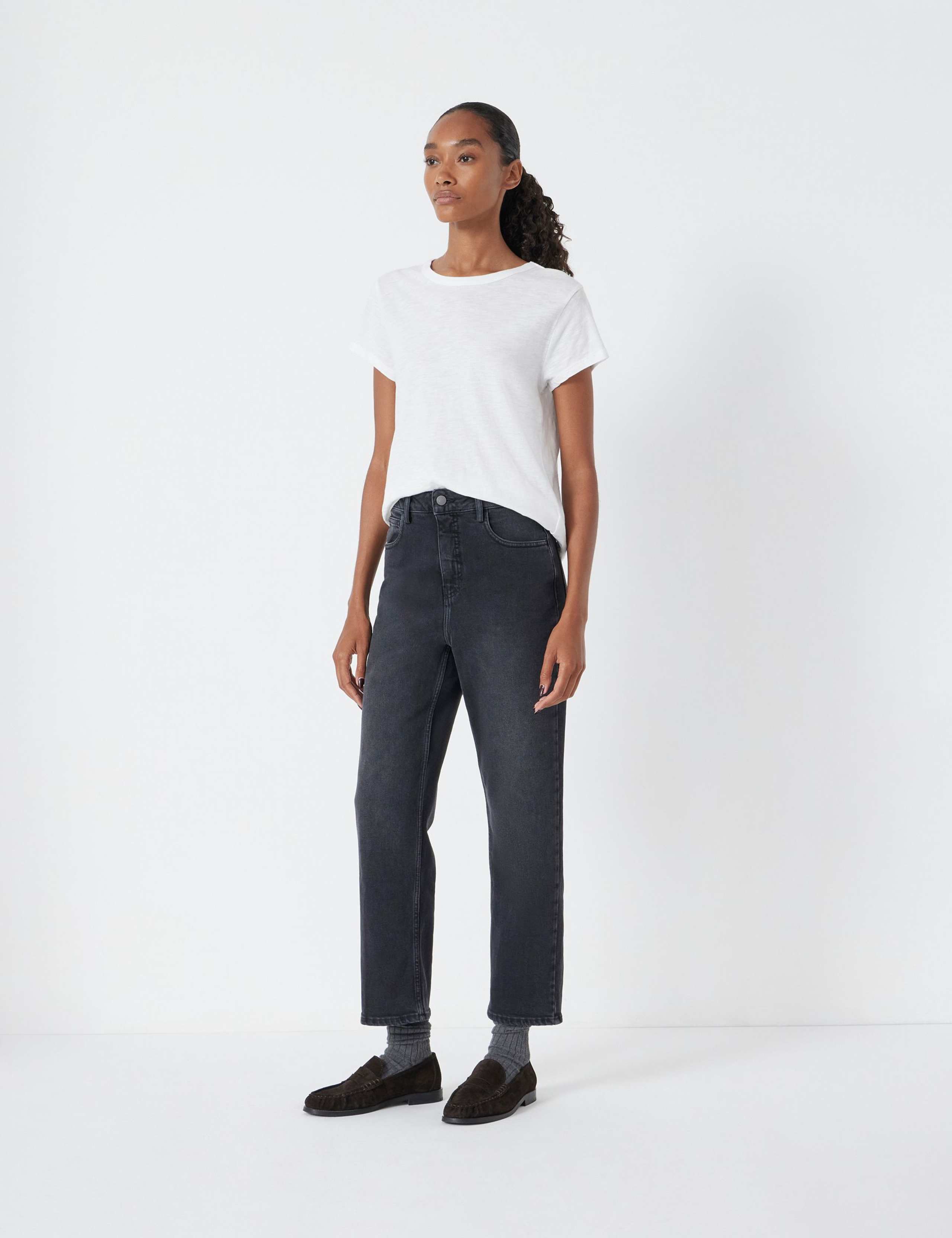 High Waisted Straight Leg Cropped Jeans 2 of 4