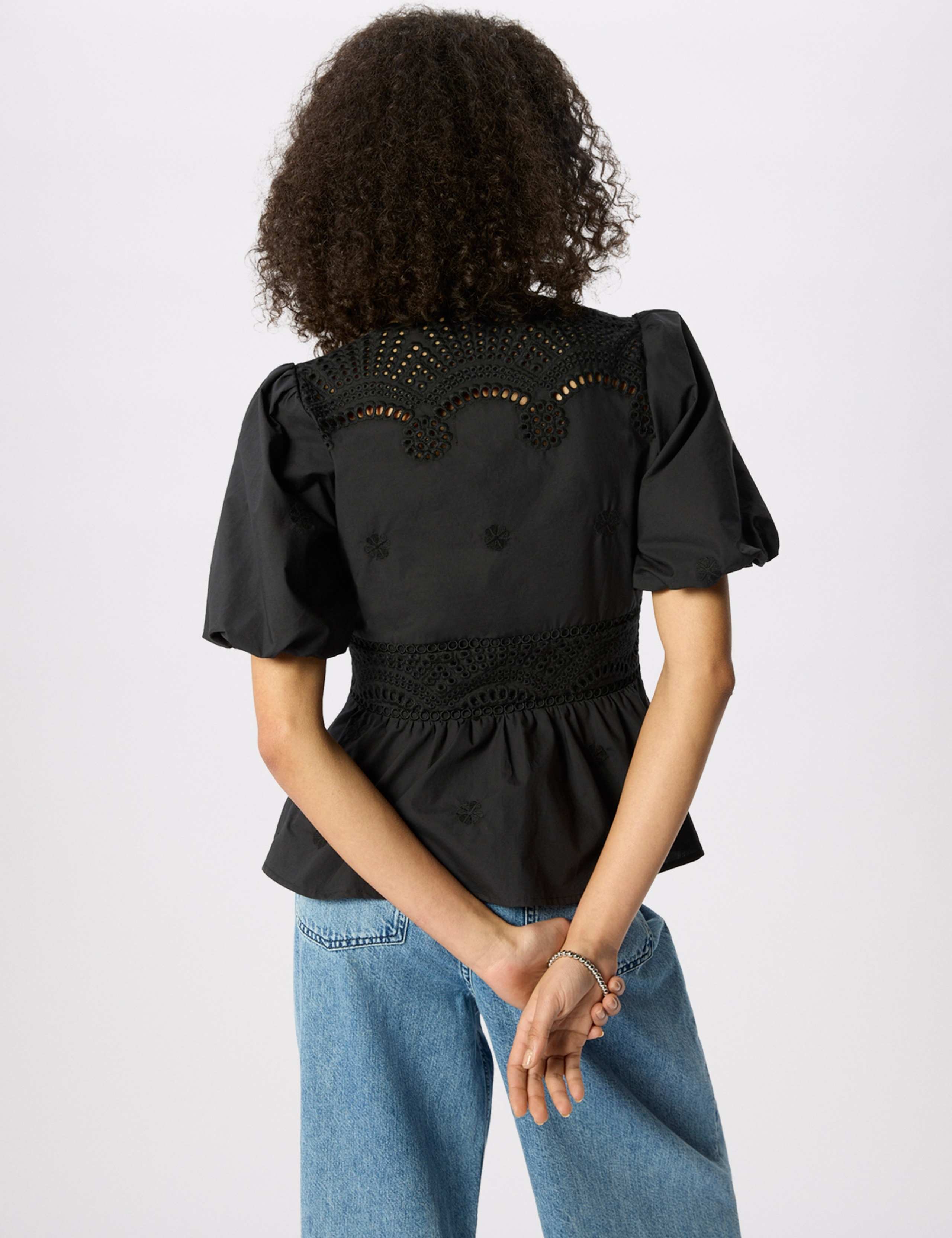 Pure Cotton Broderie V-Neck Blouse 5 of 6