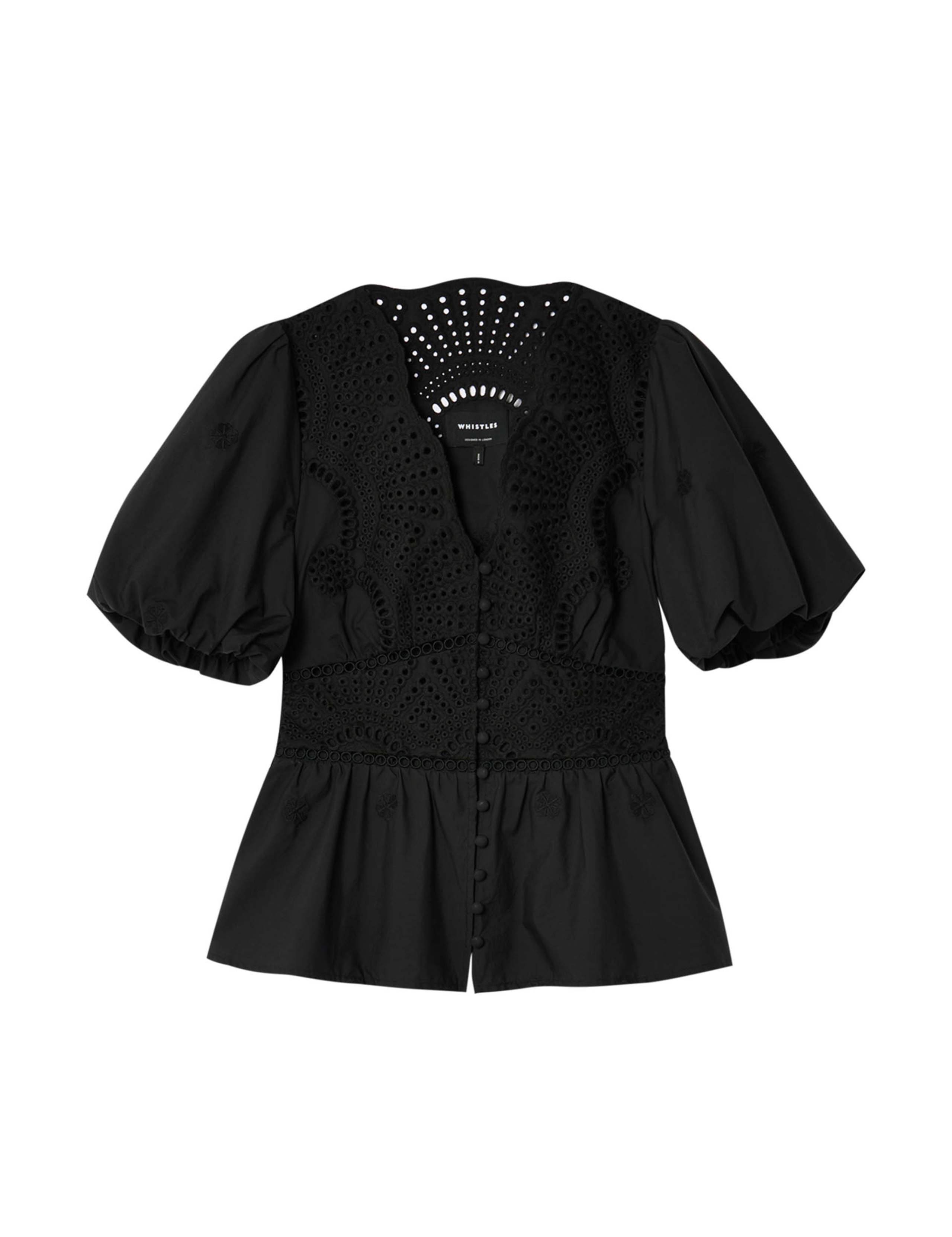 Pure Cotton Broderie V-Neck Blouse 2 of 6