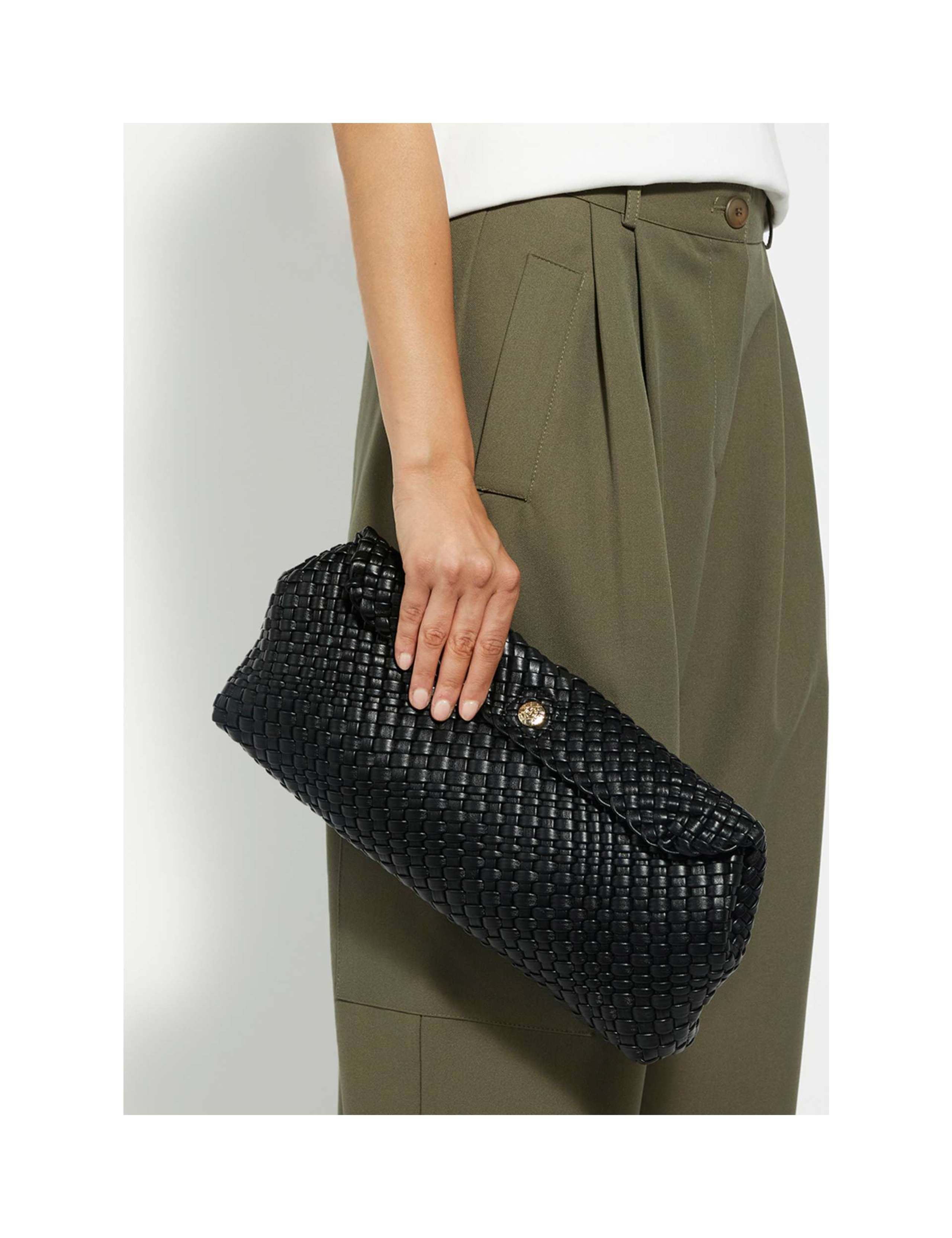Faux Leather Woven Clutch Bag 6 of 6