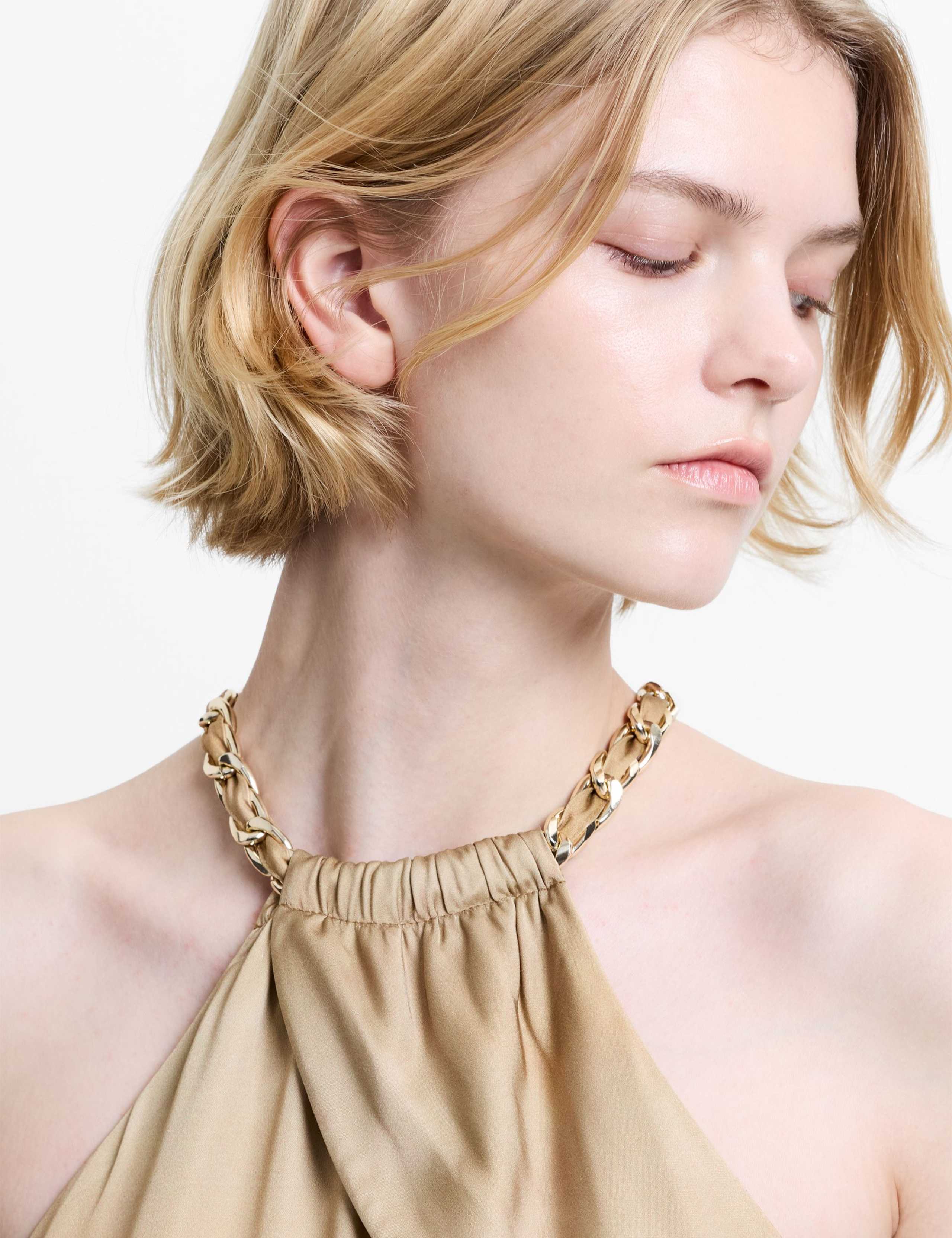 Satin Printed Halter Neck Midaxi Column Dress 6 of 6