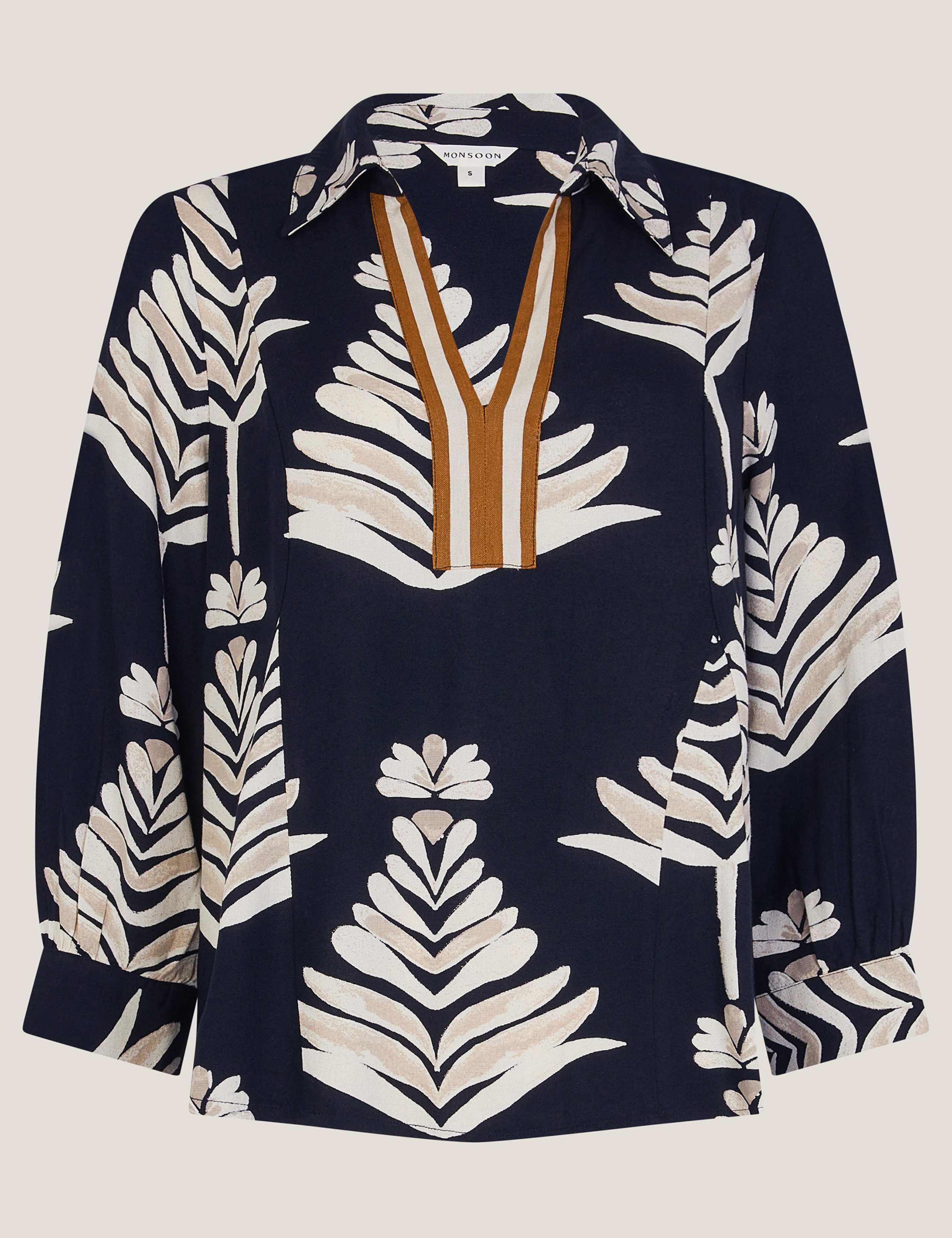 Leaf Print Top With Linen 2 of 5