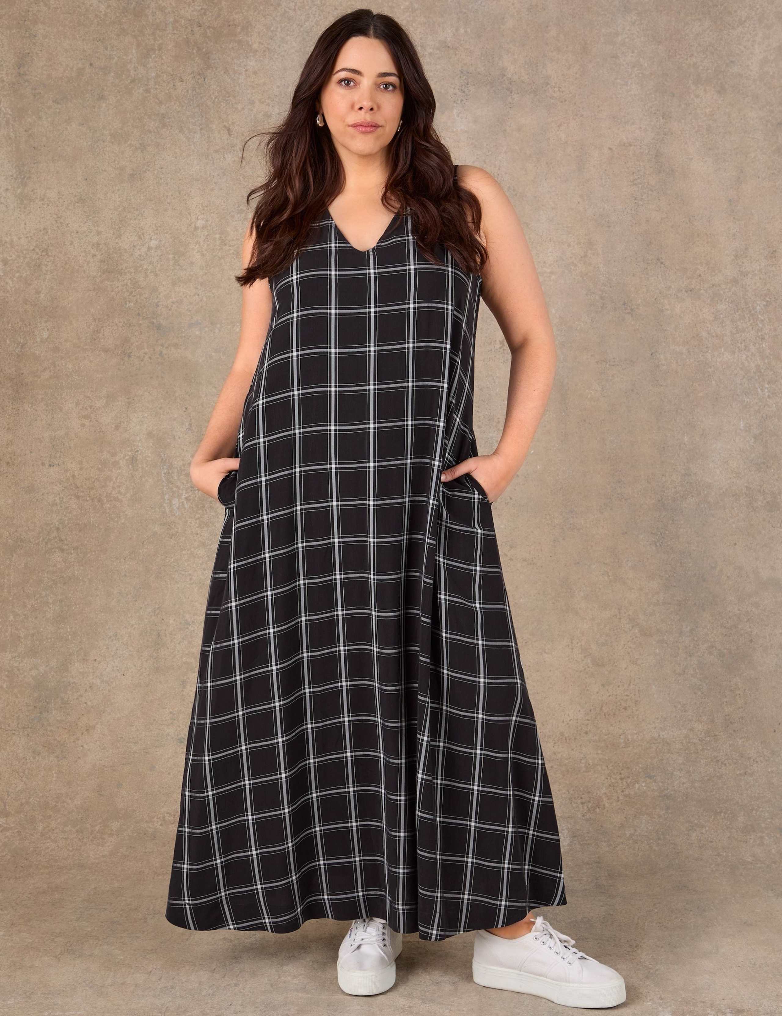 Checked V-Neck Maxi Smock Dress 2 of 6
