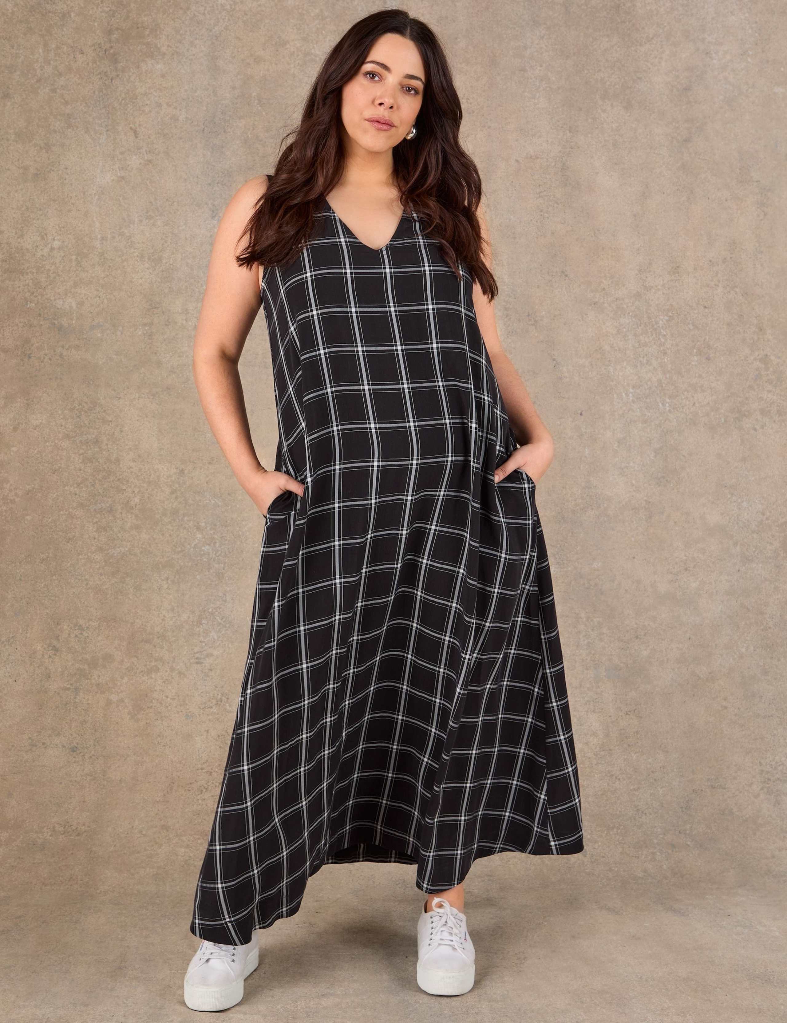 Checked V-Neck Maxi Smock Dress 3 of 6
