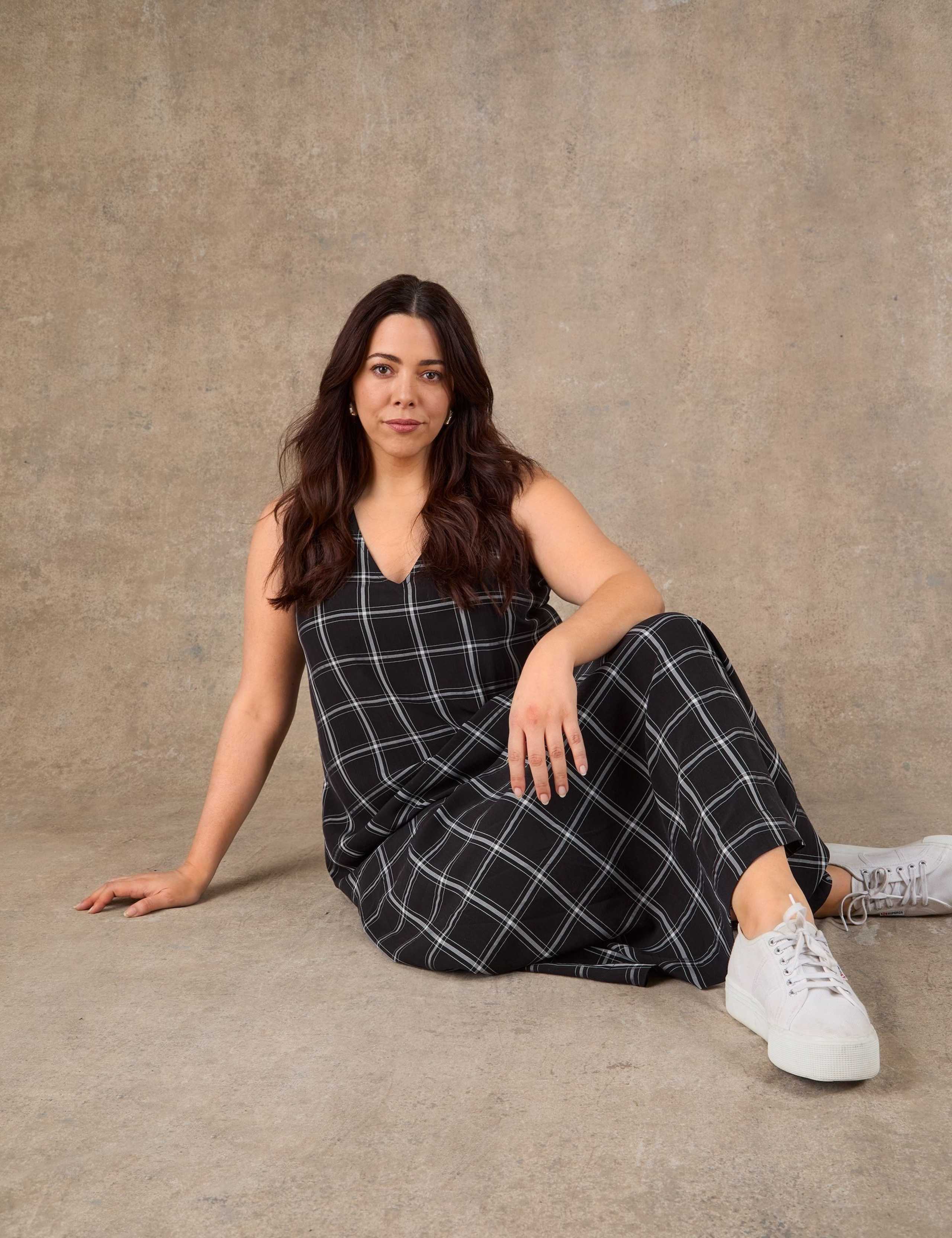 Checked V-Neck Maxi Smock Dress 5 of 6