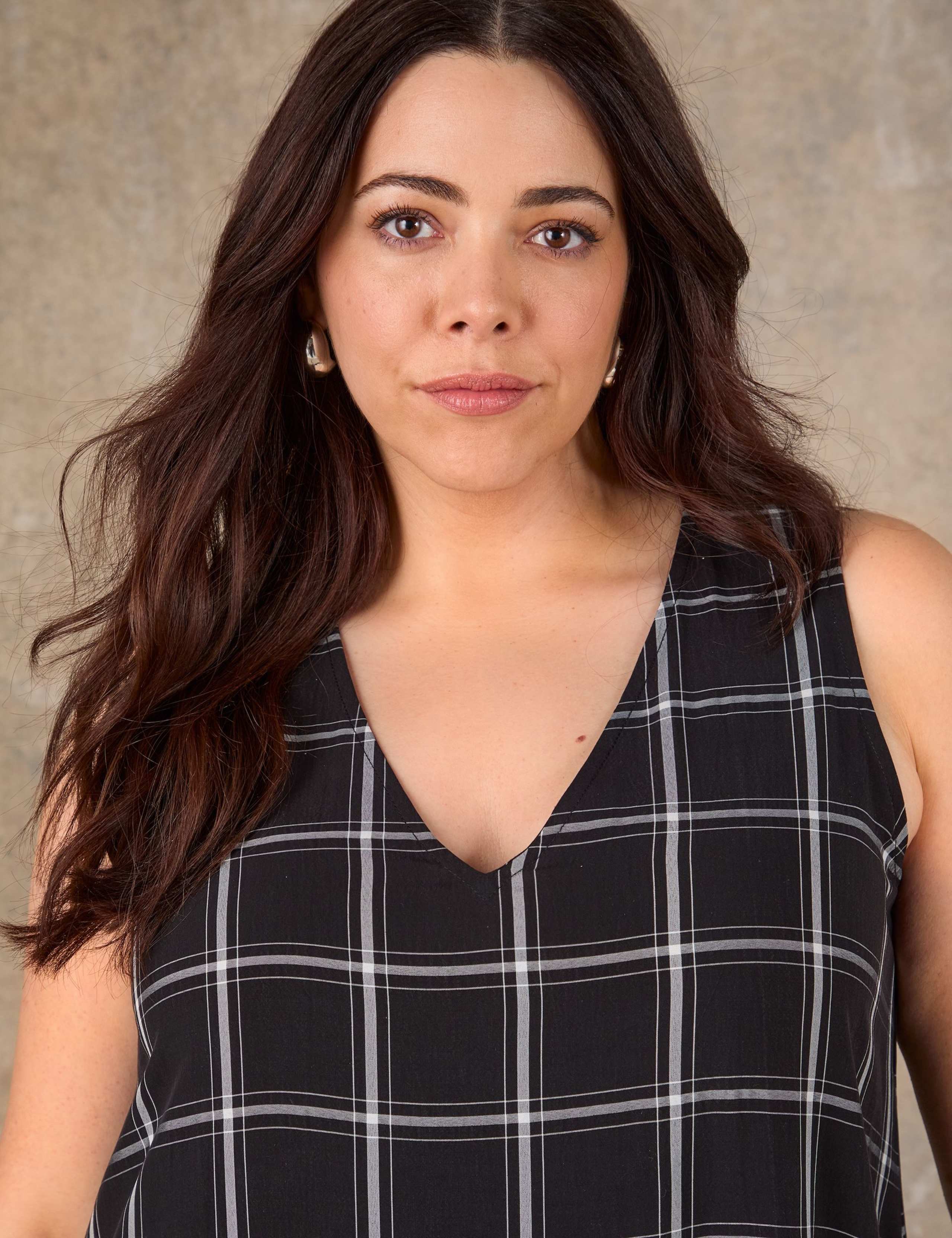 Checked V-Neck Maxi Smock Dress 6 of 6