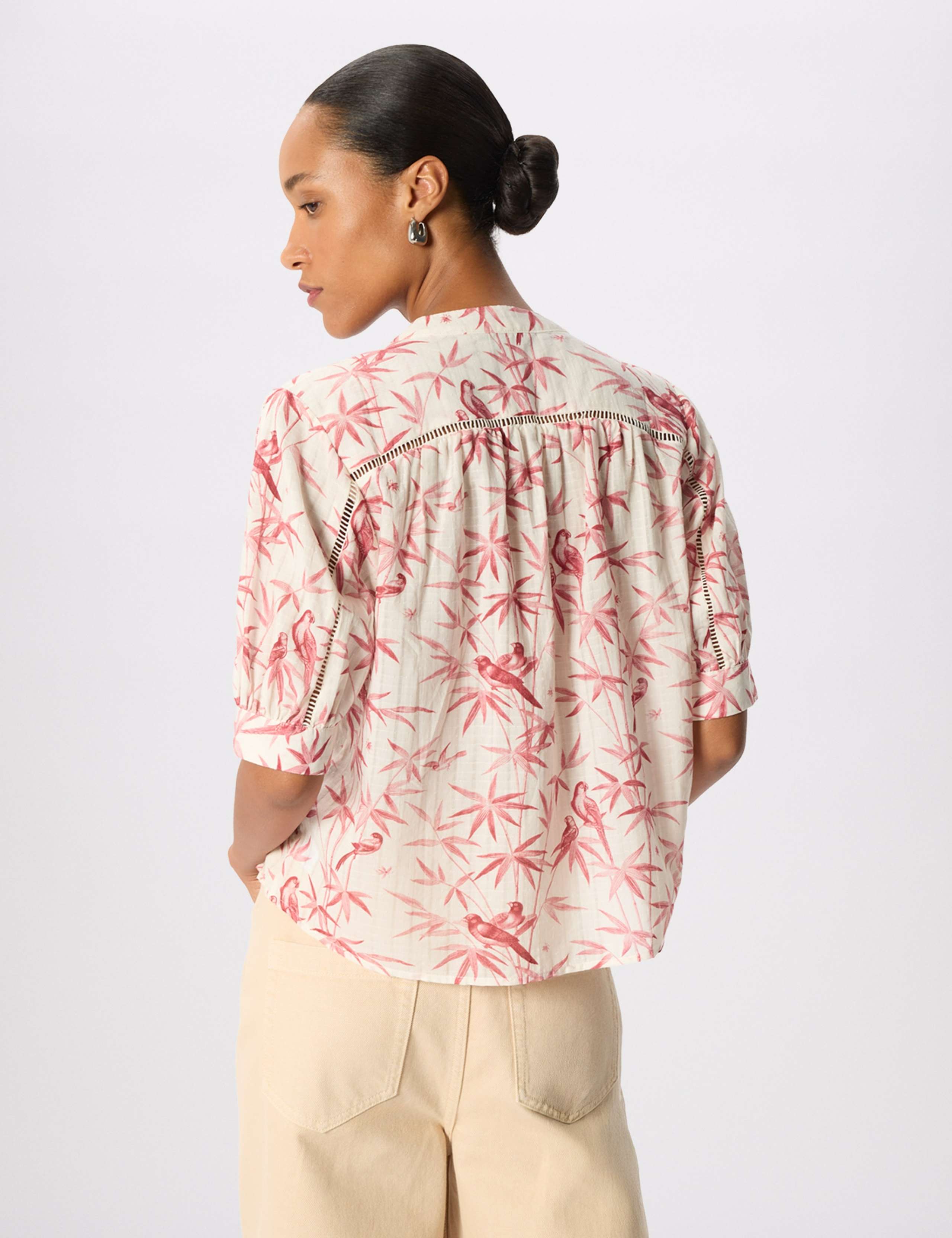 Lyocell Rich Parakeet Print Textured Shirt 4 of 6