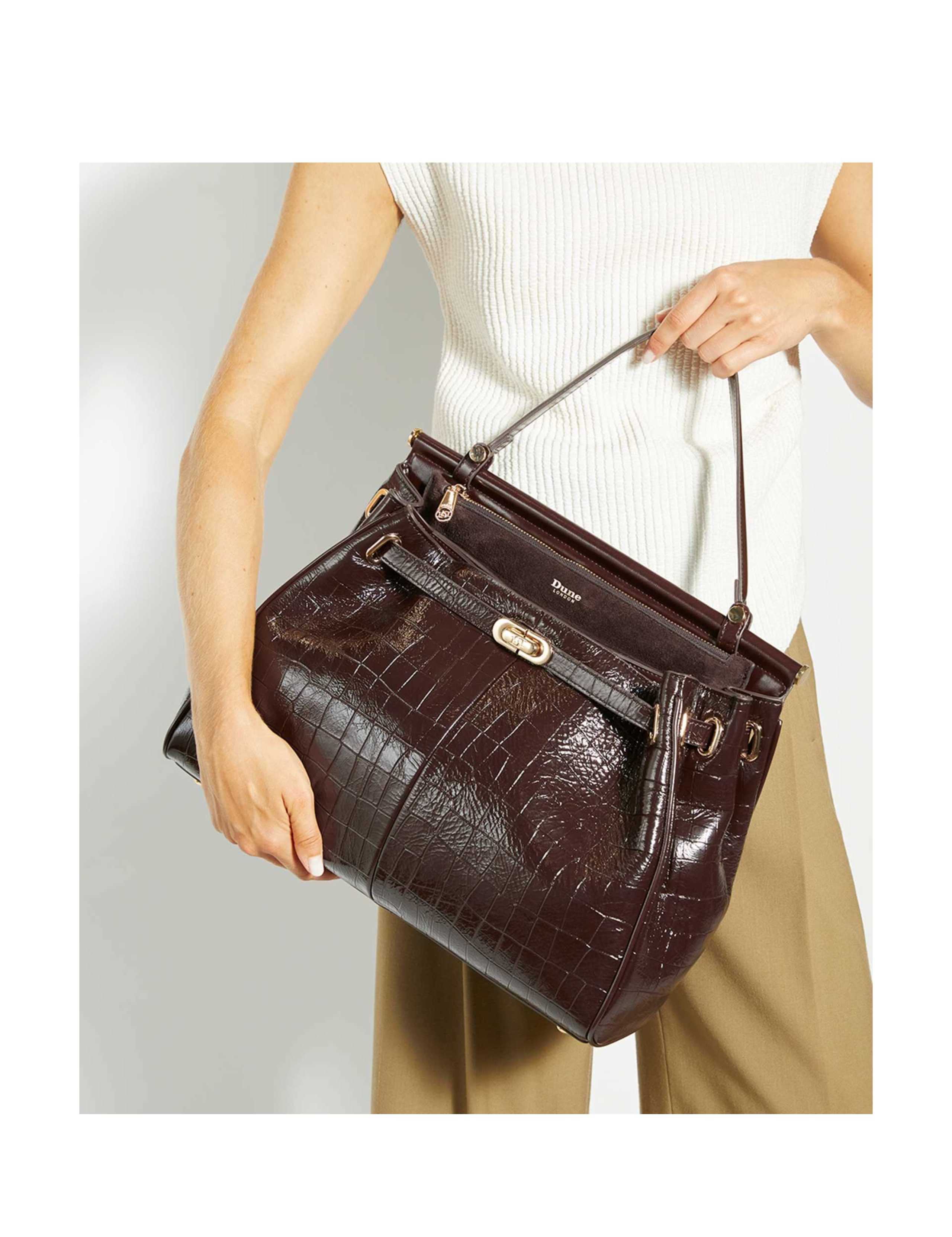 Leather Croc Effect Large Belted Grab Bag 4 of 6