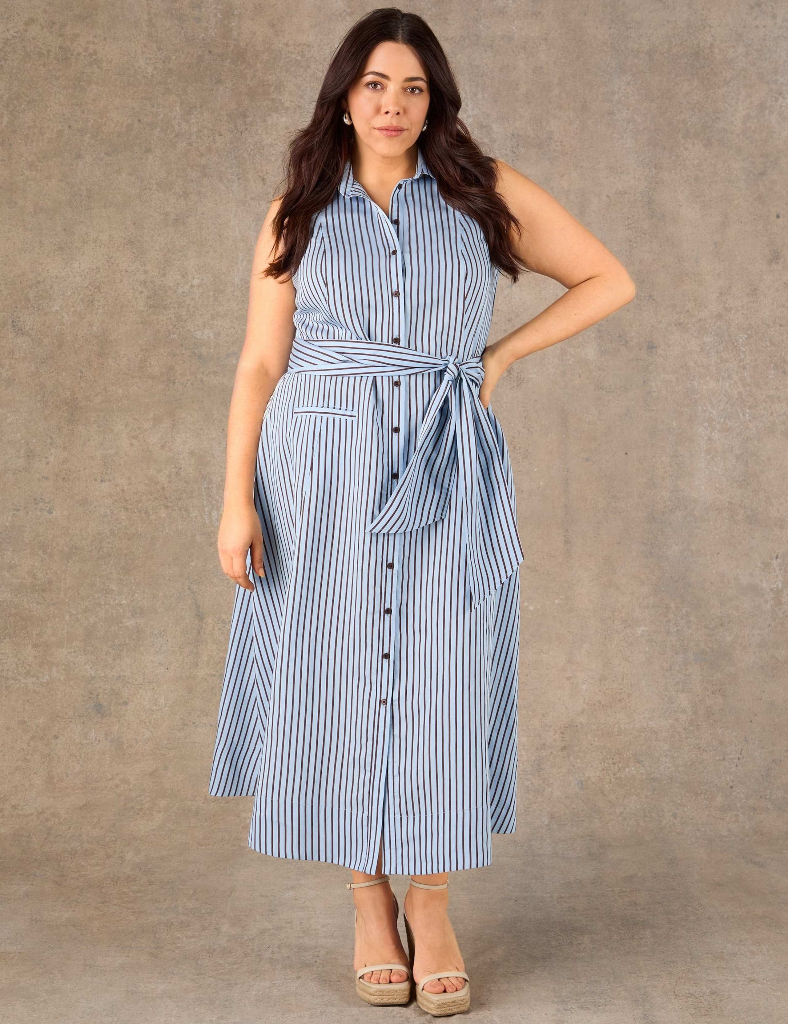 Striped Button Through Maxi Shirt Dress 2 of 5