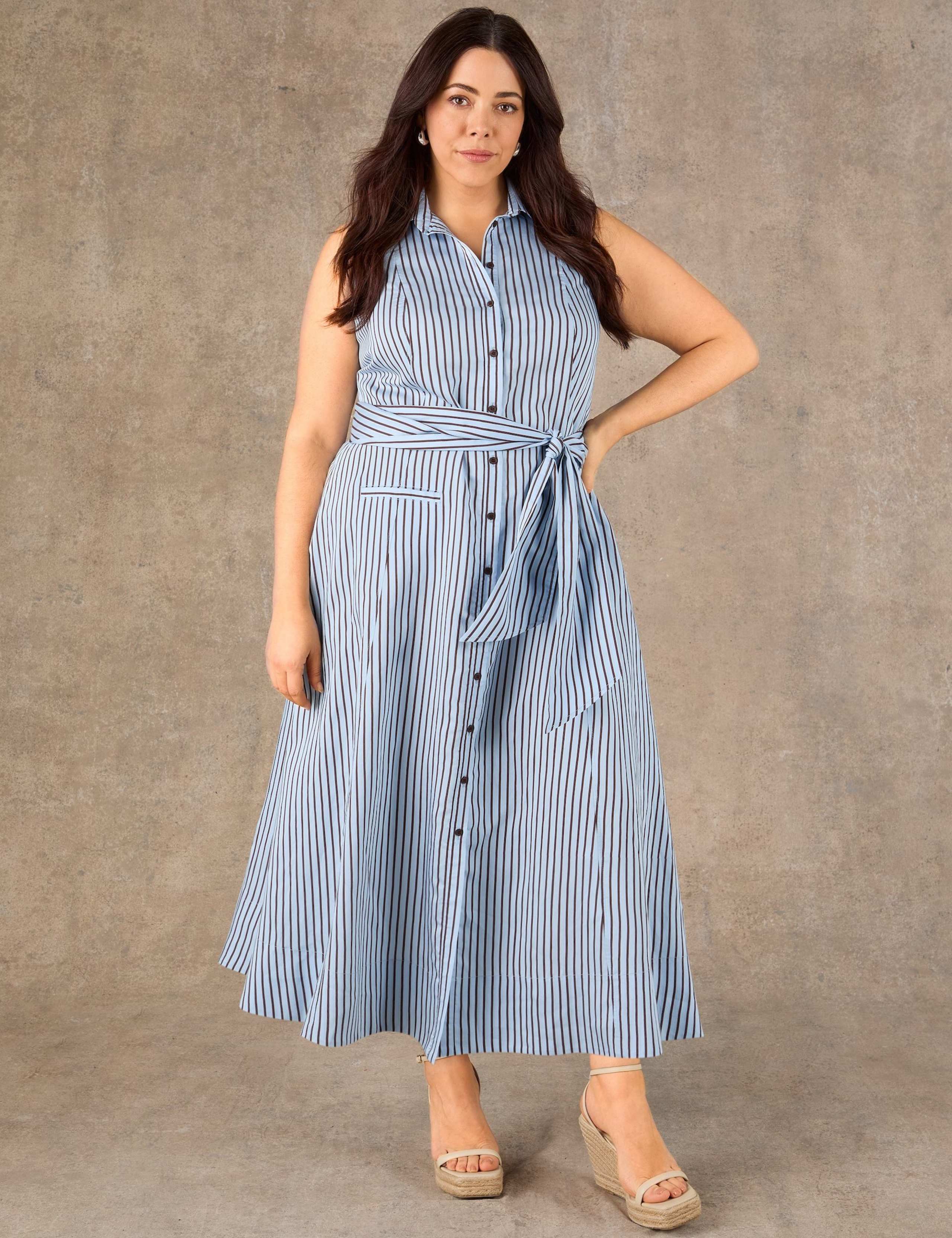 Striped Button Through Maxi Shirt Dress 3 of 5