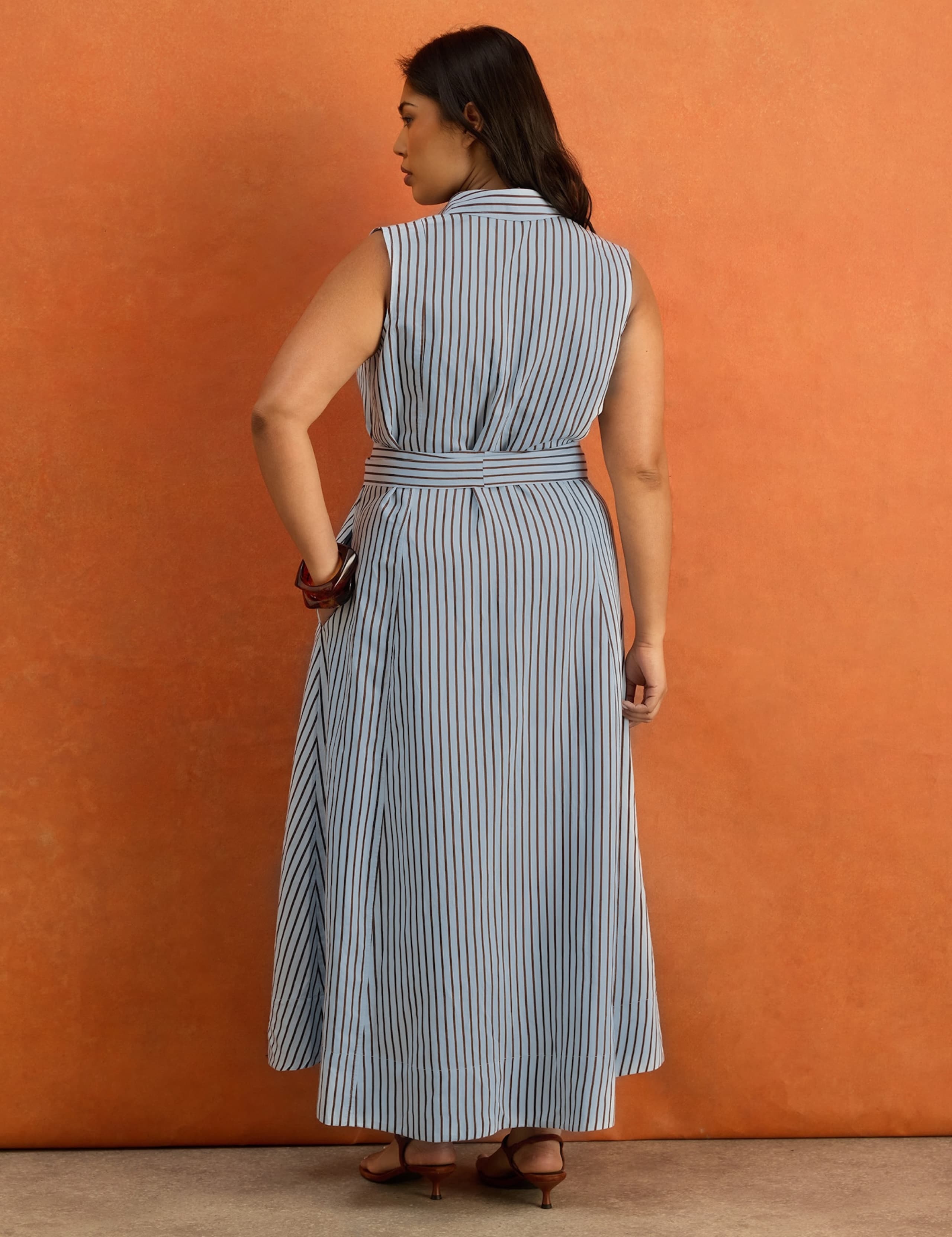 Striped Button Through Maxi Shirt Dress 6 of 6