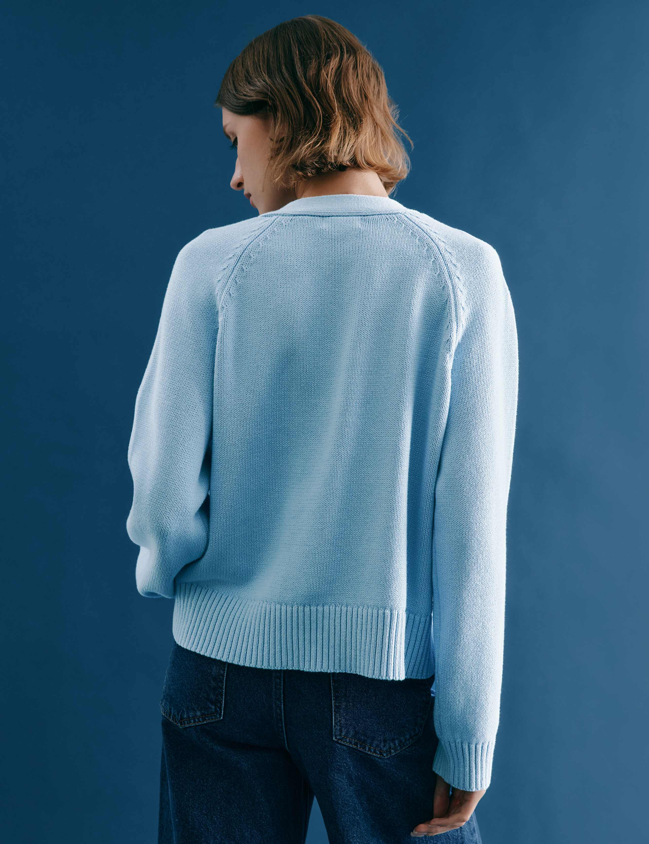 Pure Cotton Pointelle V-Neck Relaxed Cardigan 4 of 5