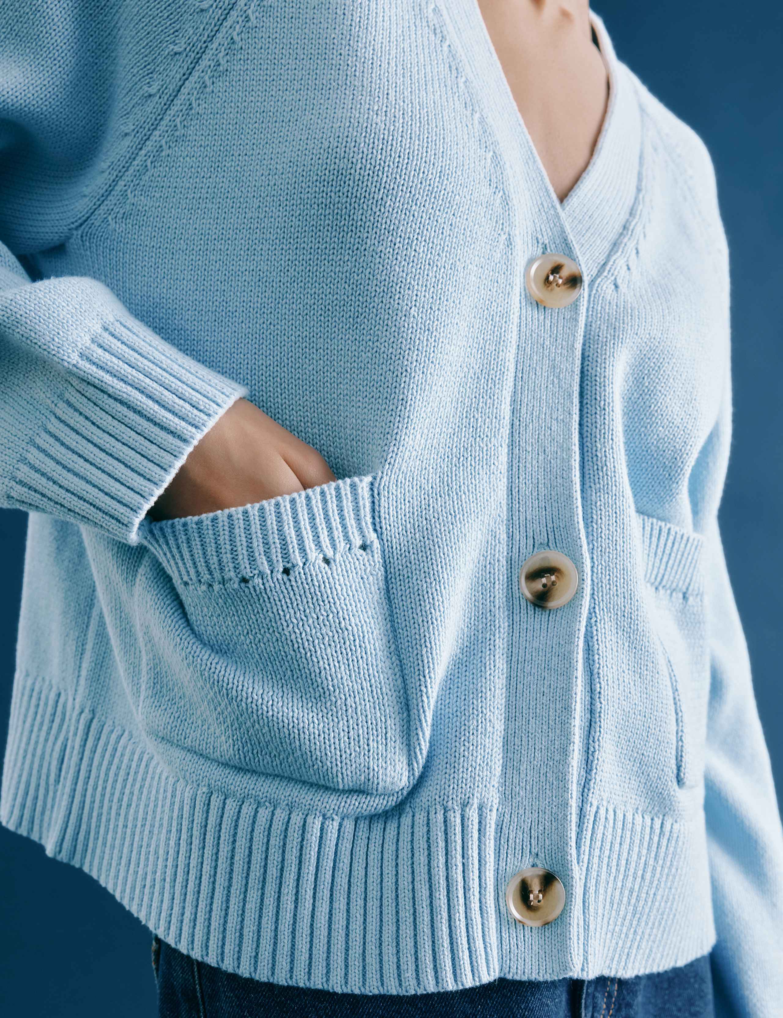 Pure Cotton Pointelle V-Neck Relaxed Cardigan 5 of 5