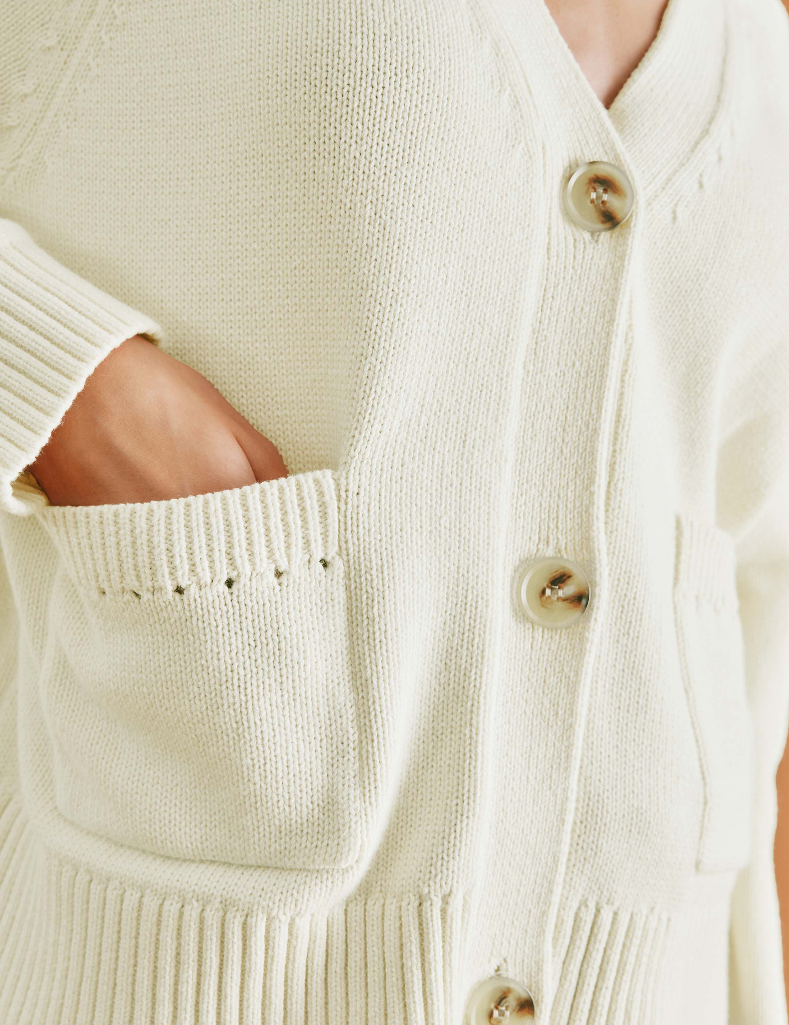 Pure Cotton Pointelle V-Neck Relaxed Cardigan 5 of 5