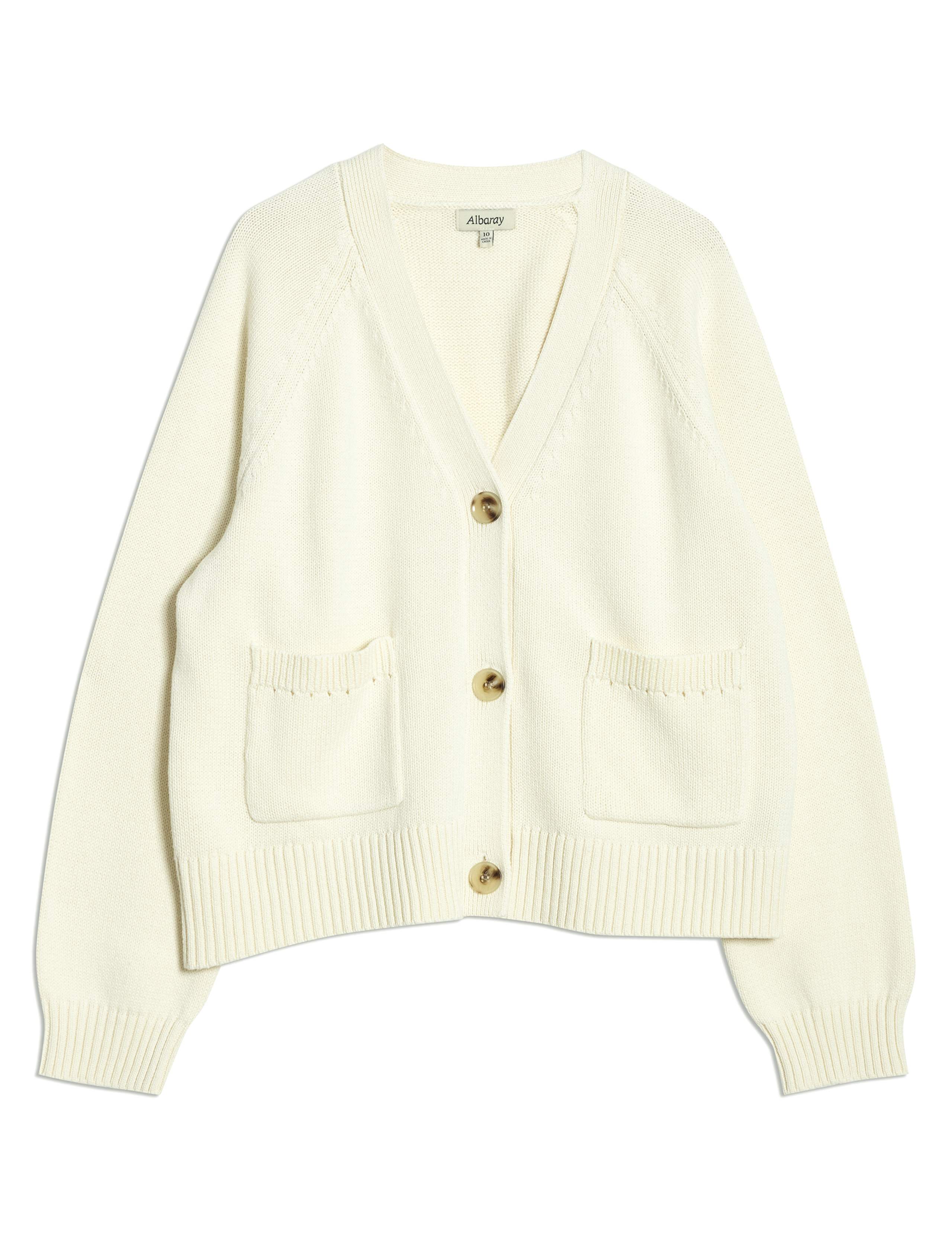 Pure Cotton Pointelle V-Neck Relaxed Cardigan 2 of 5