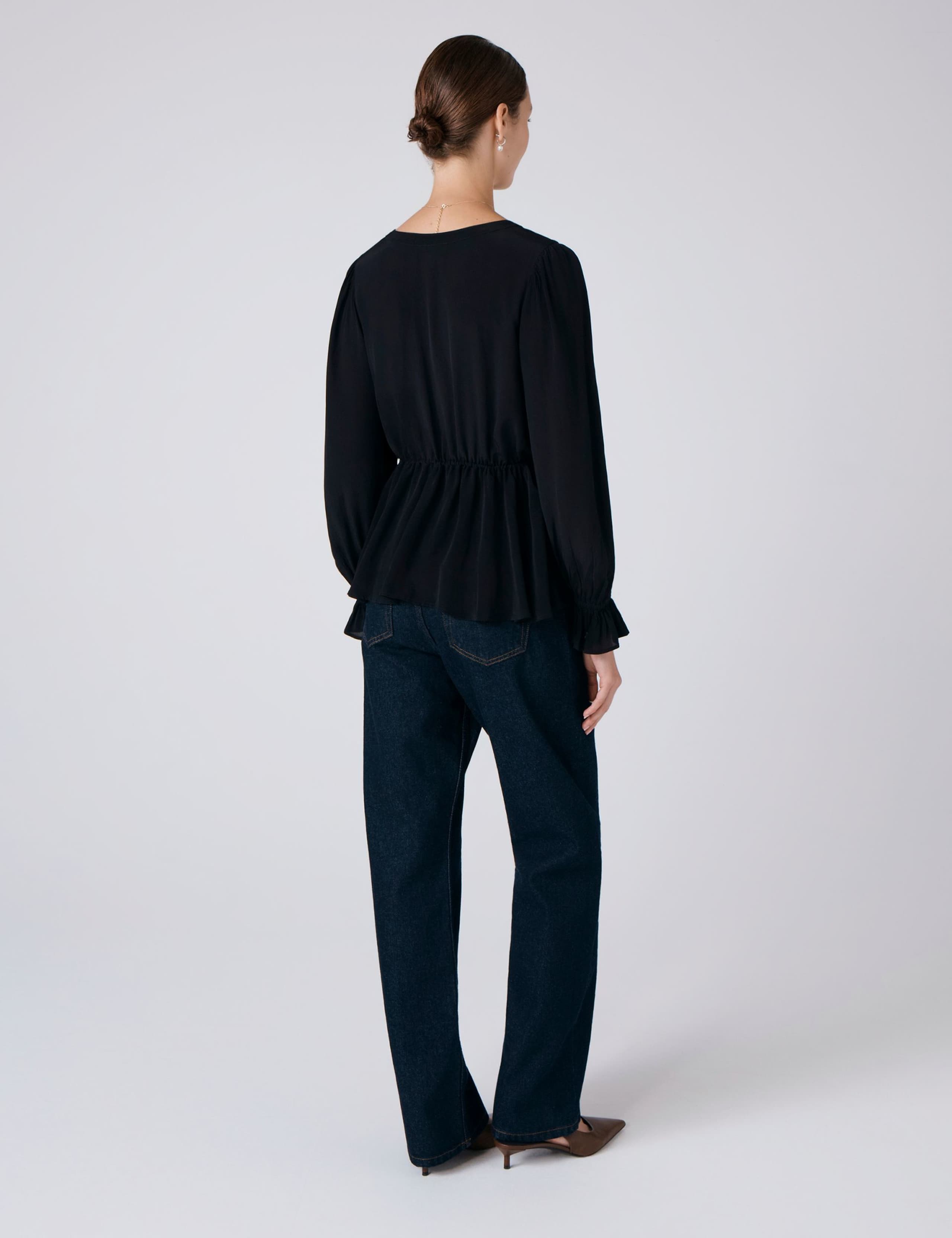 Crepe V-Neck Tie Front Blouse 3 of 5