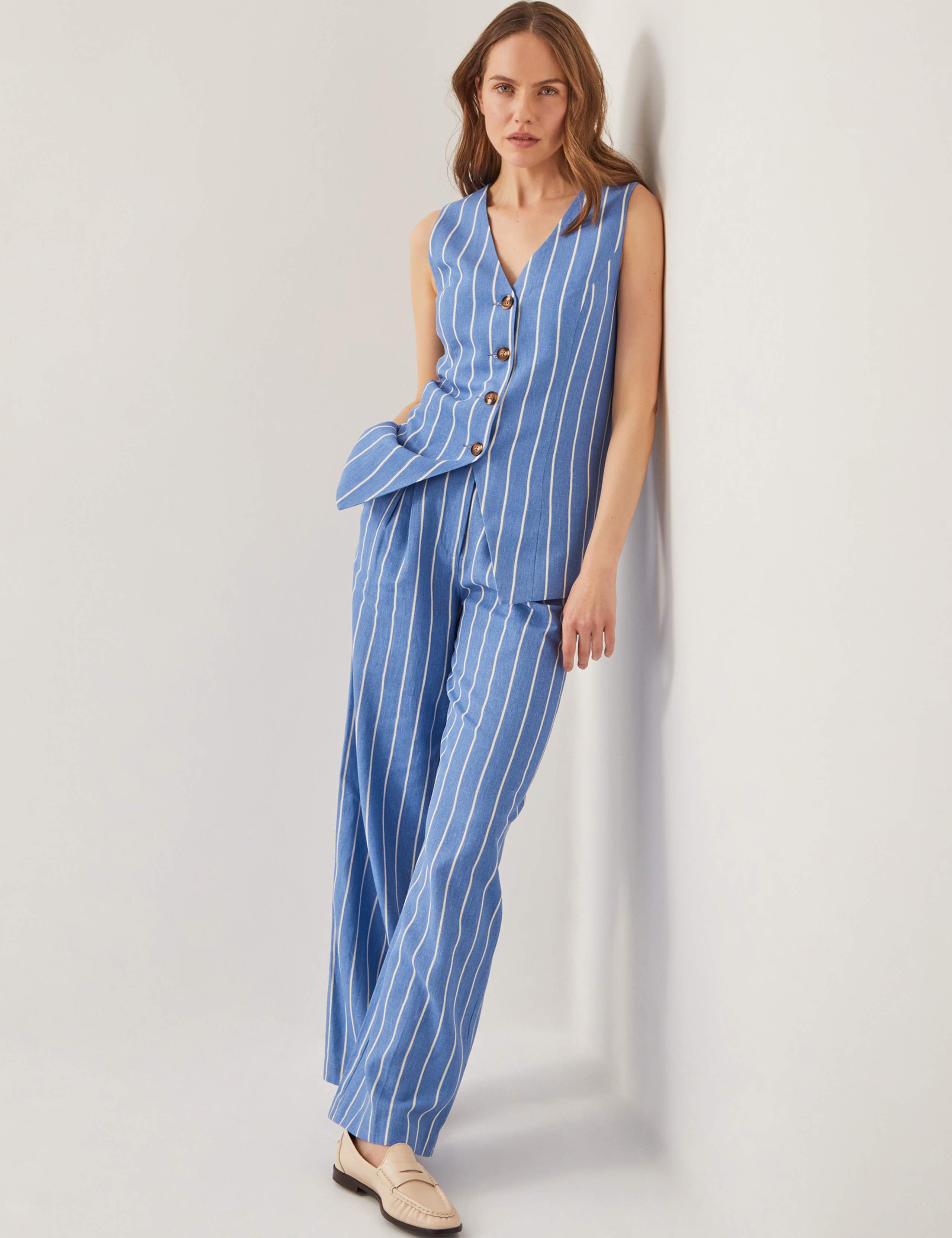 Linen Blend Striped Waistcoat 2 of 5