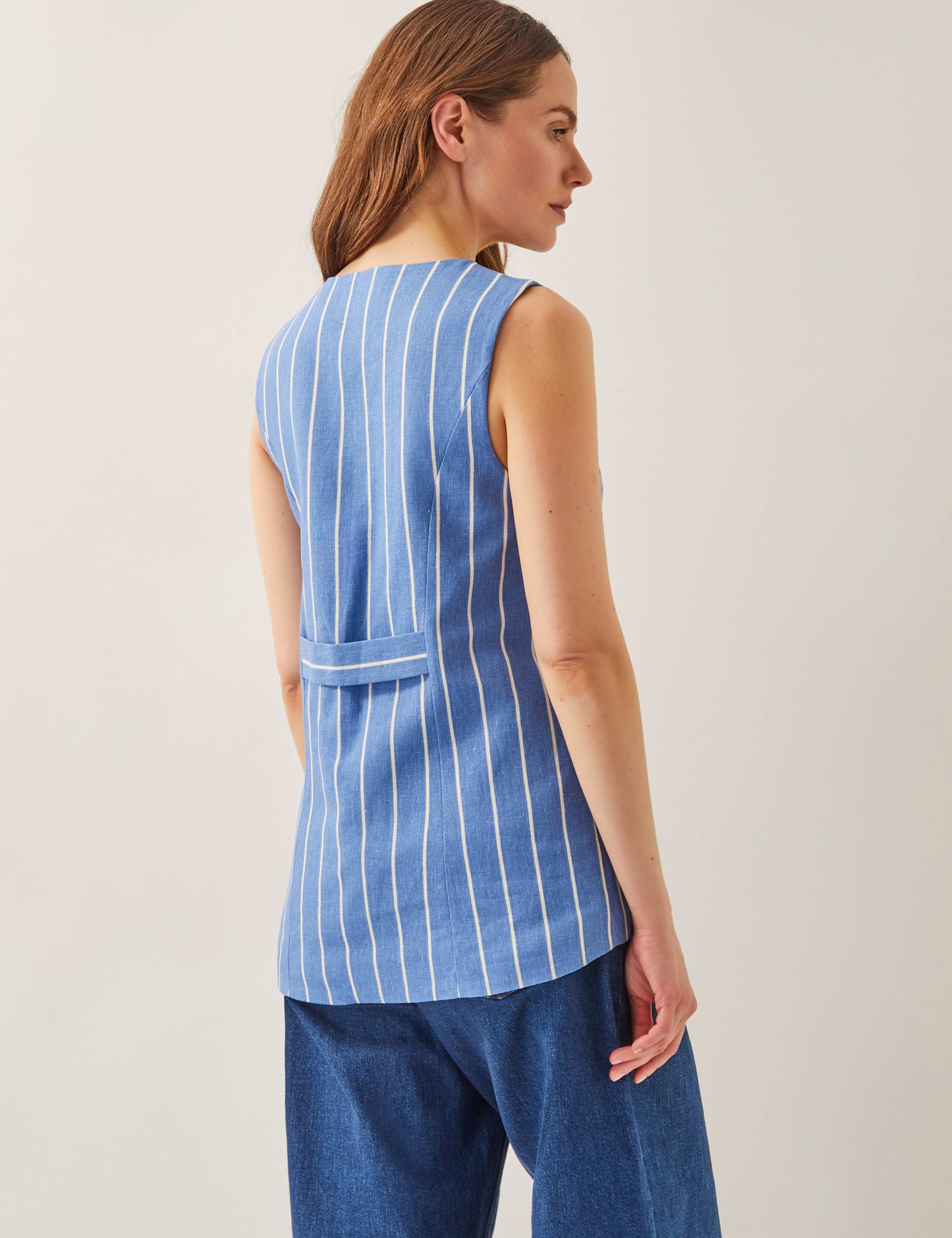 Linen Blend Striped Waistcoat 4 of 5