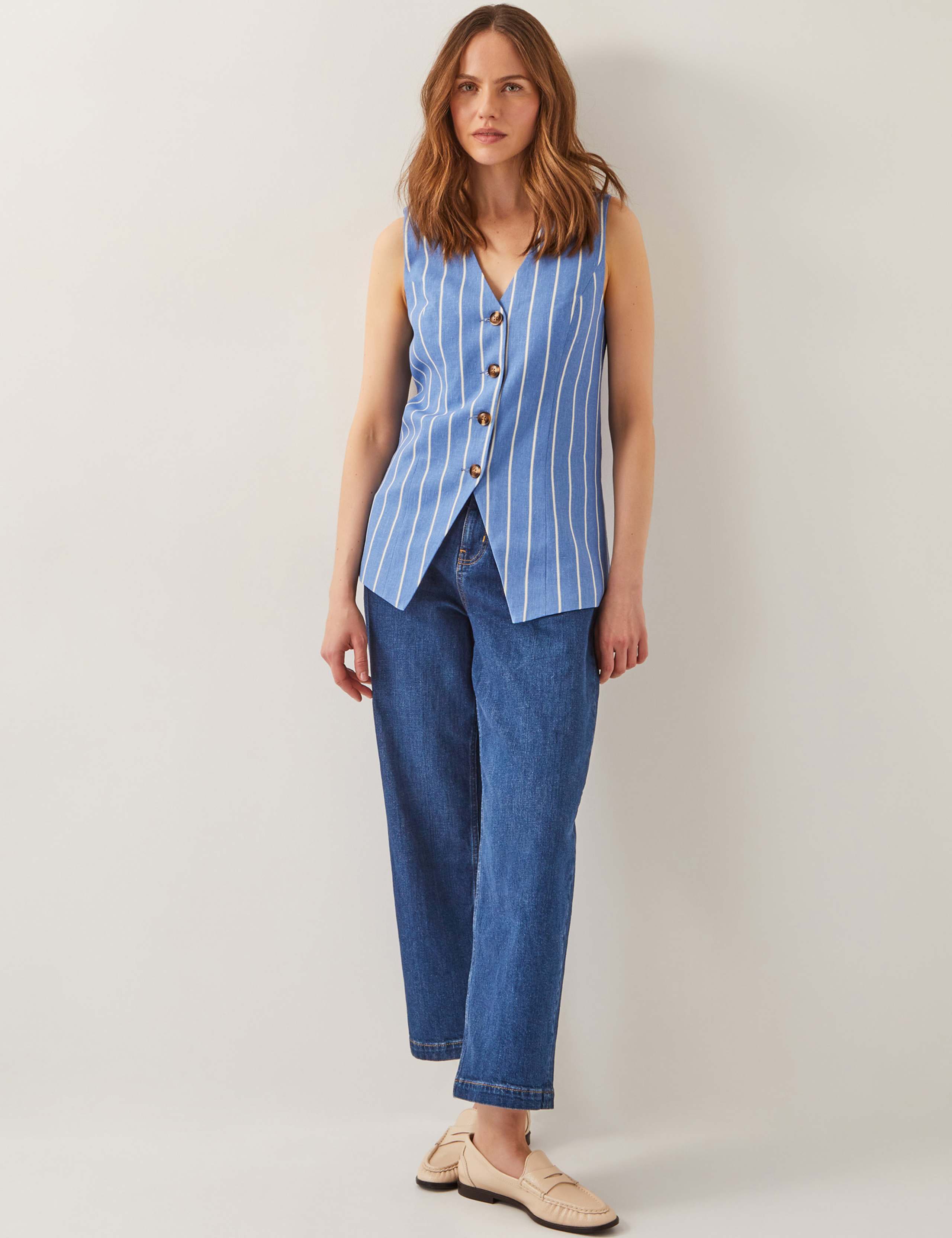 Linen Blend Striped Waistcoat 5 of 5