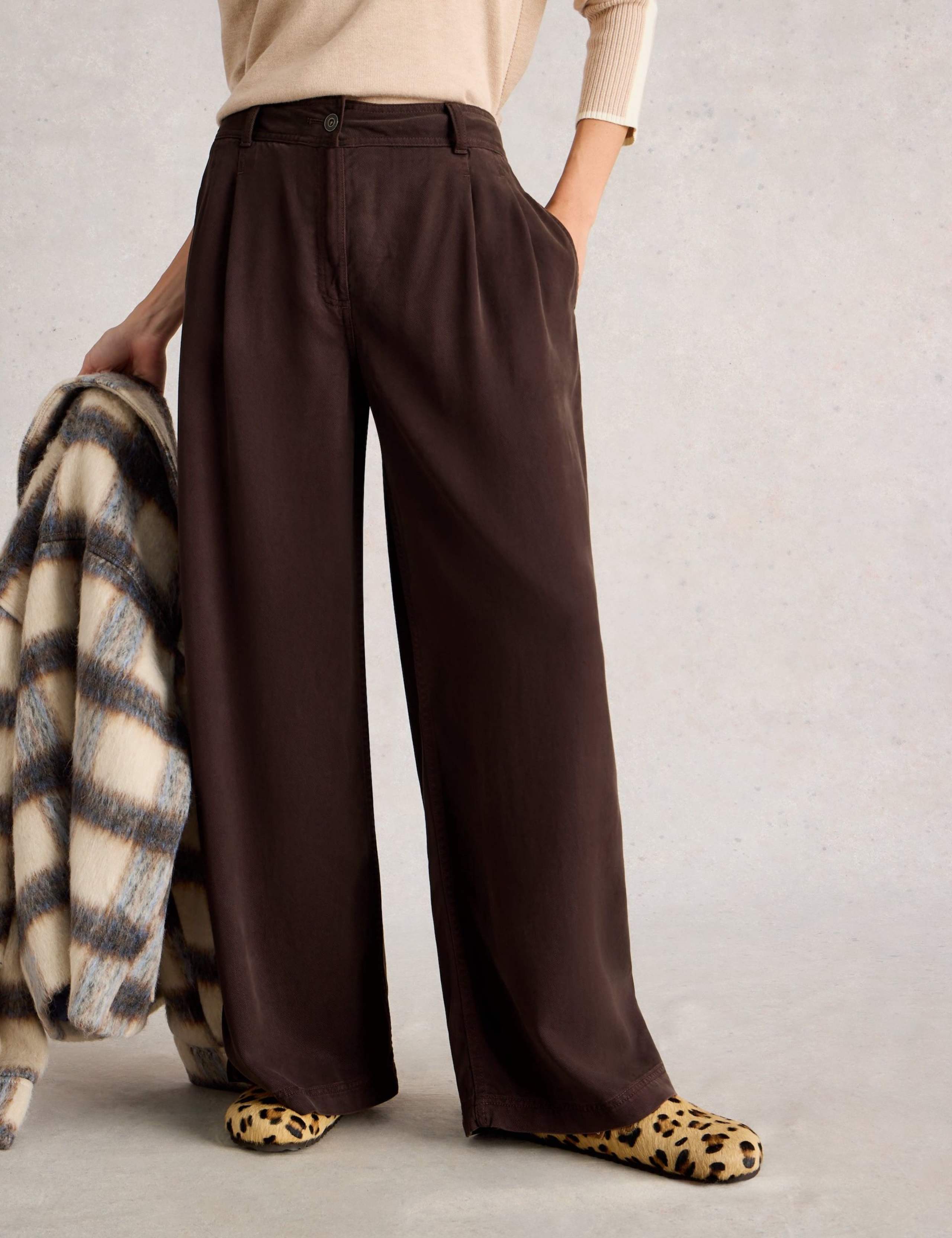 Pure Lyocell Pleat Front Wide Leg Trousers 4 of 6