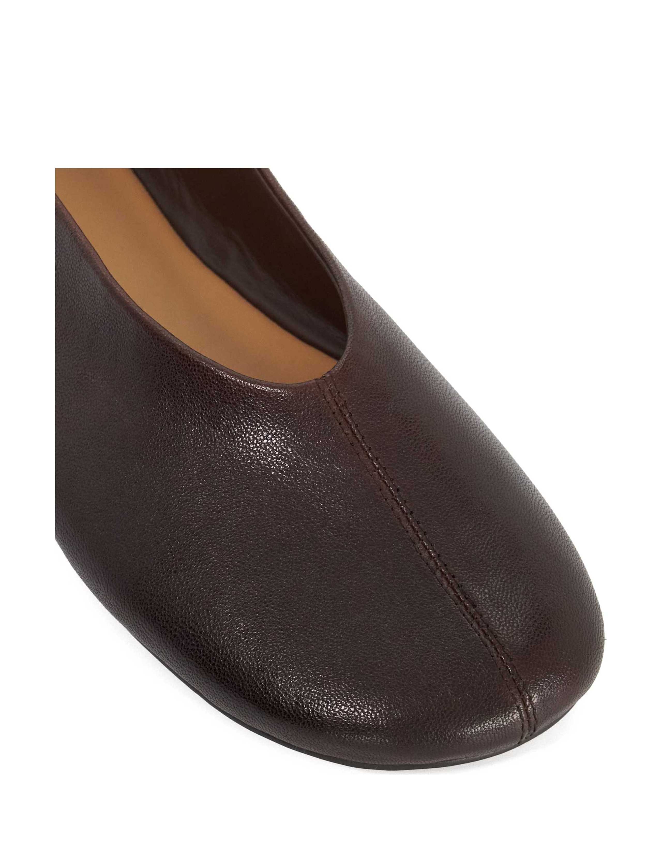 Leather High Cut Round Toe Ballet Pumps 3 of 5