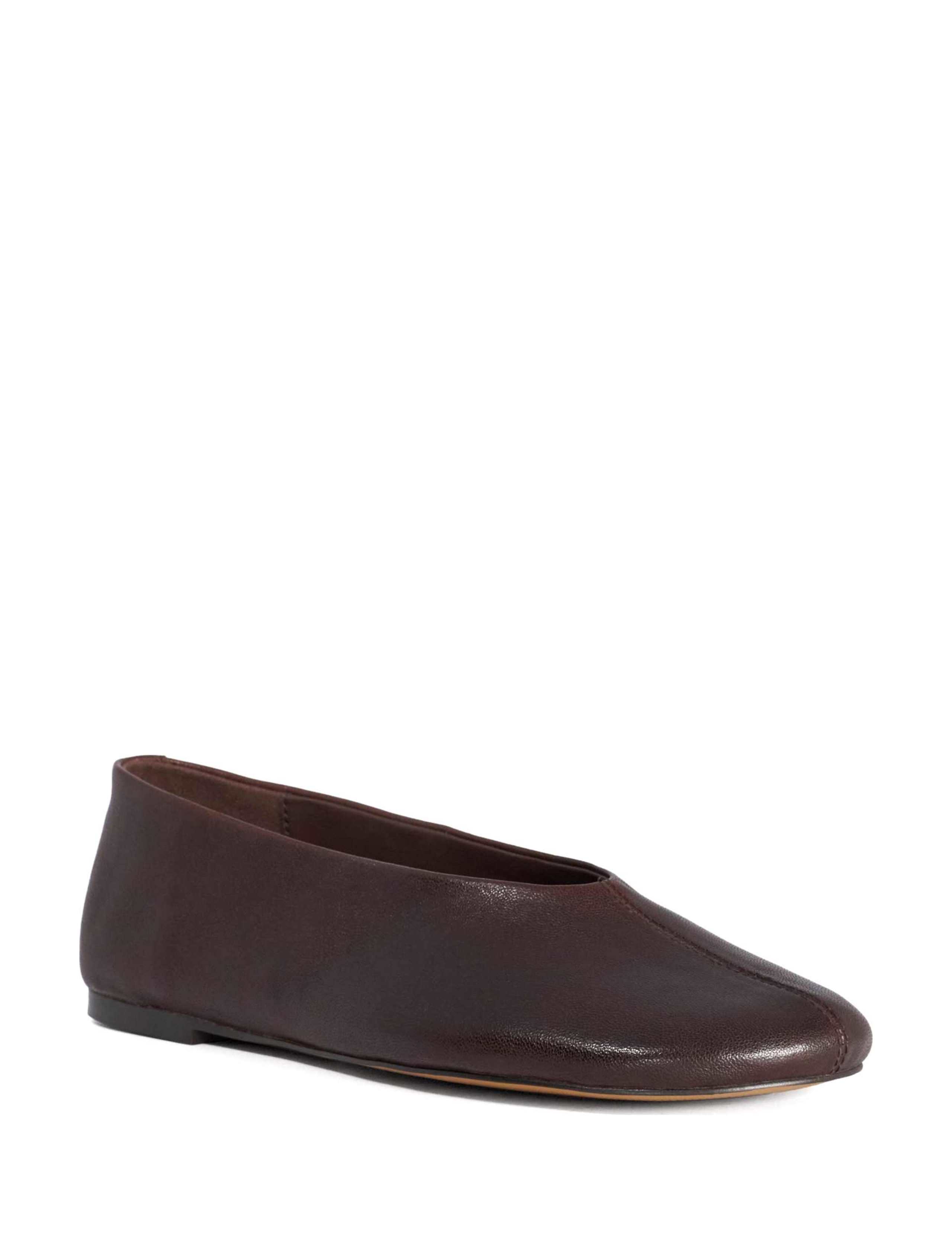 Leather High Cut Round Toe Ballet Pumps 4 of 5