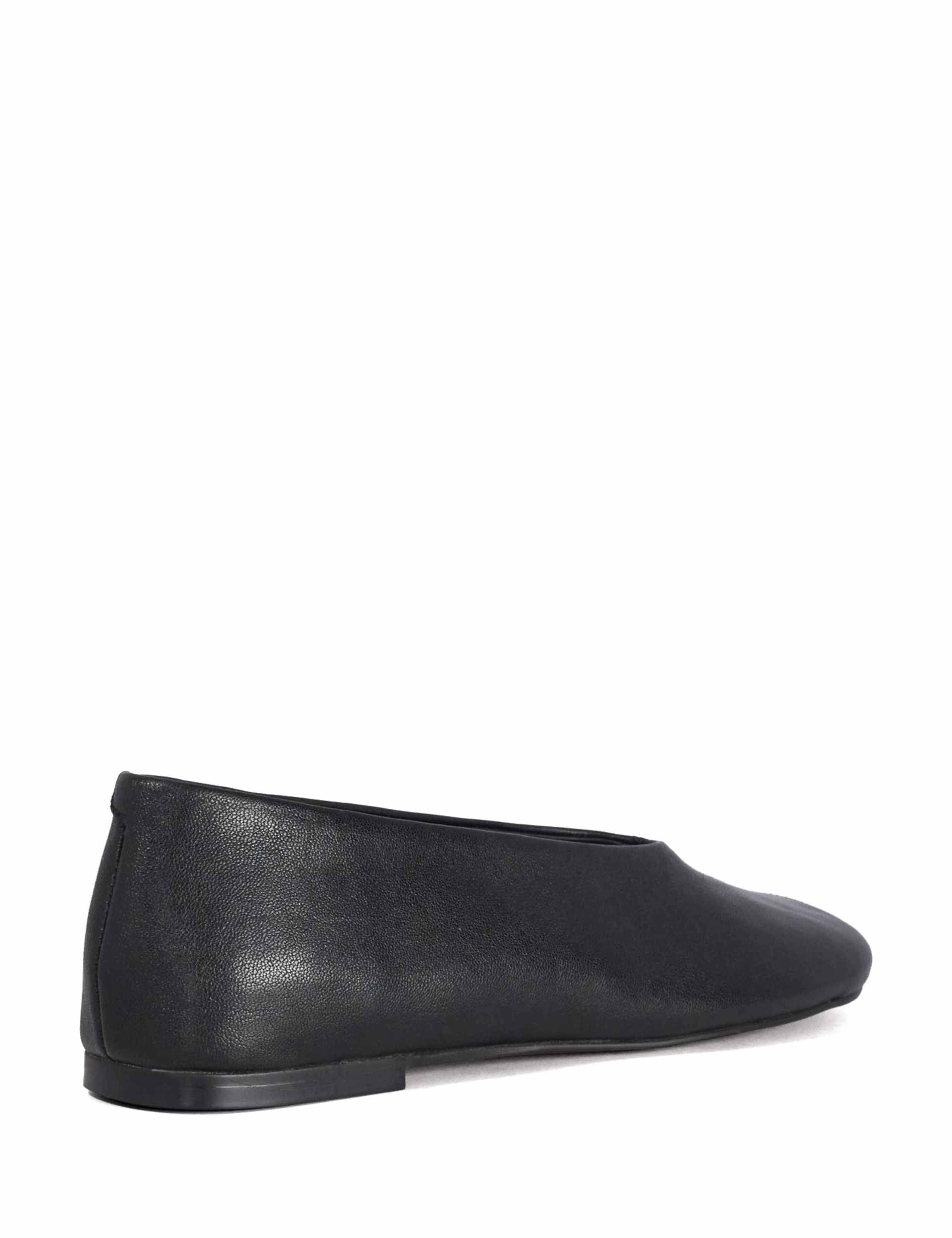 Leather High Cut Round Toe Ballet Pumps 3 of 5
