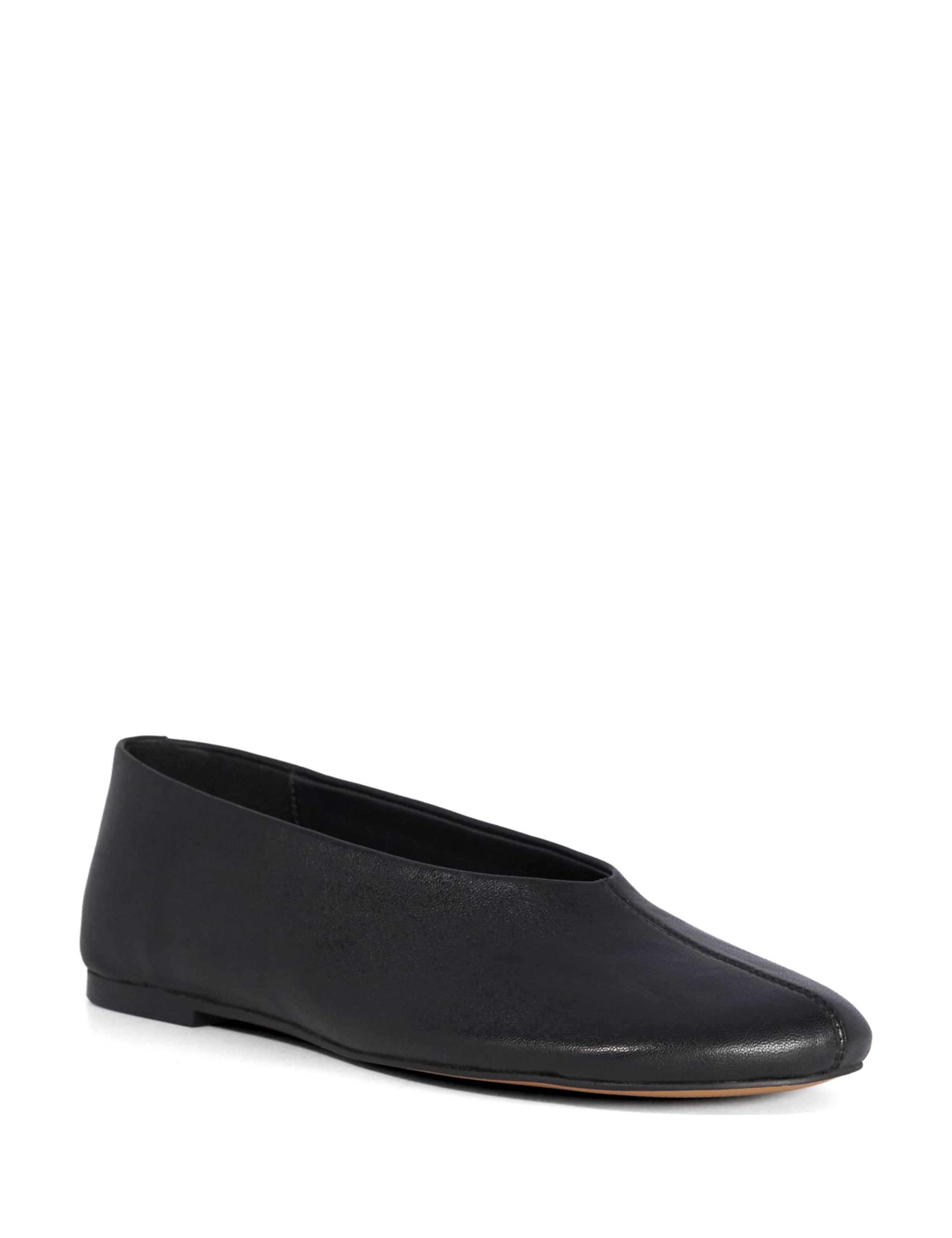 Leather High Cut Round Toe Ballet Pumps 4 of 5