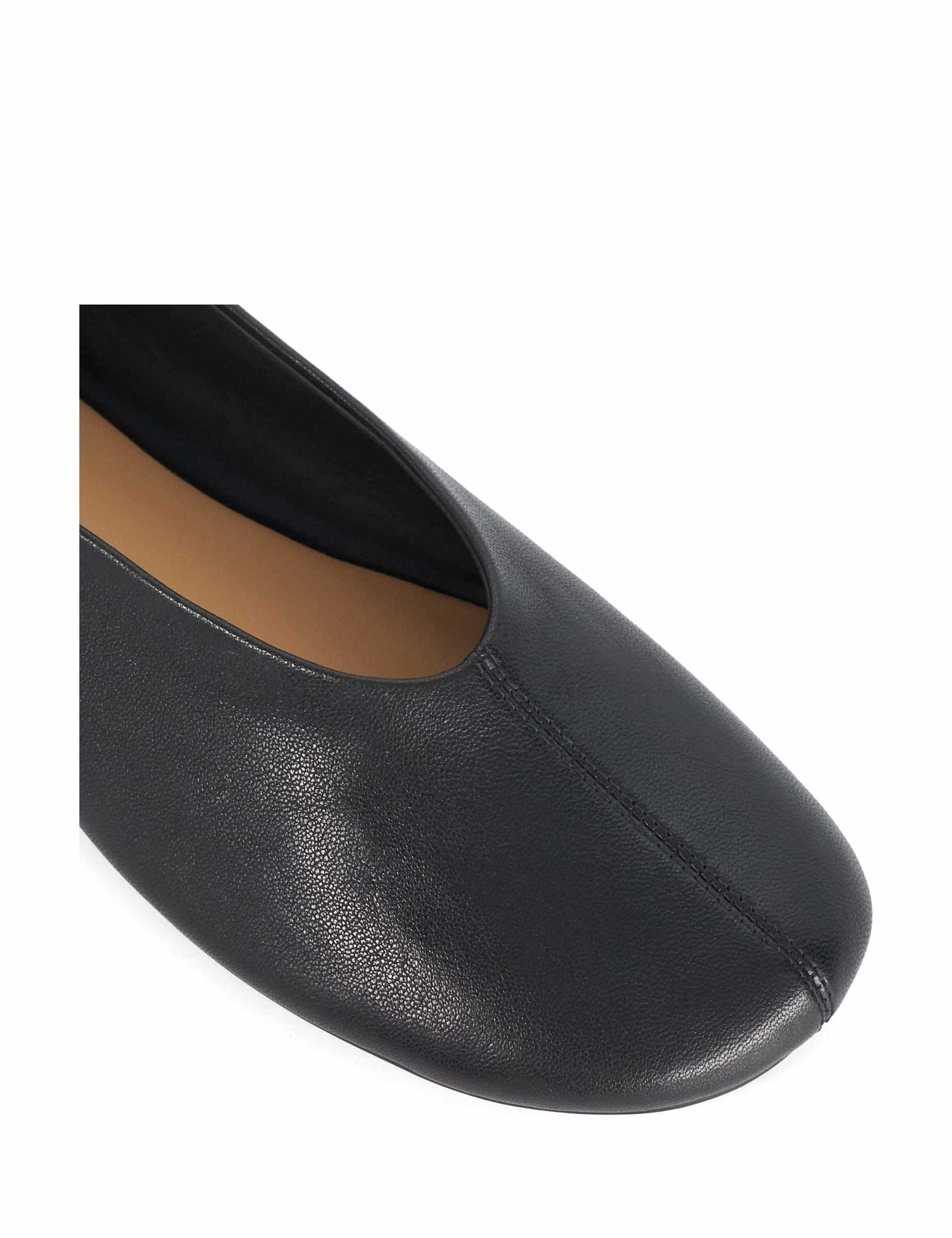Leather High Cut Round Toe Ballet Pumps 5 of 5