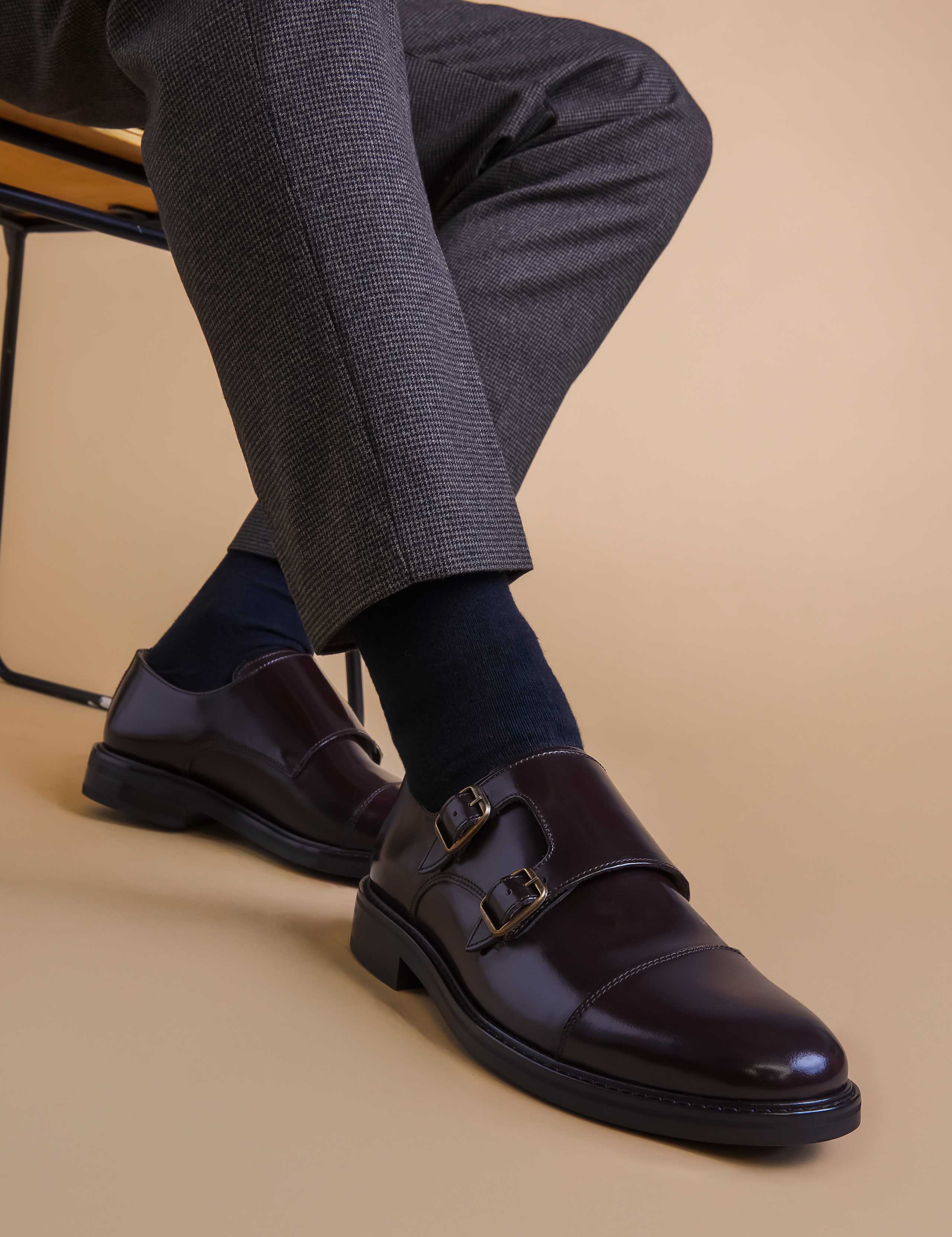Leather Double Monk Strap Shoes 1 of 7