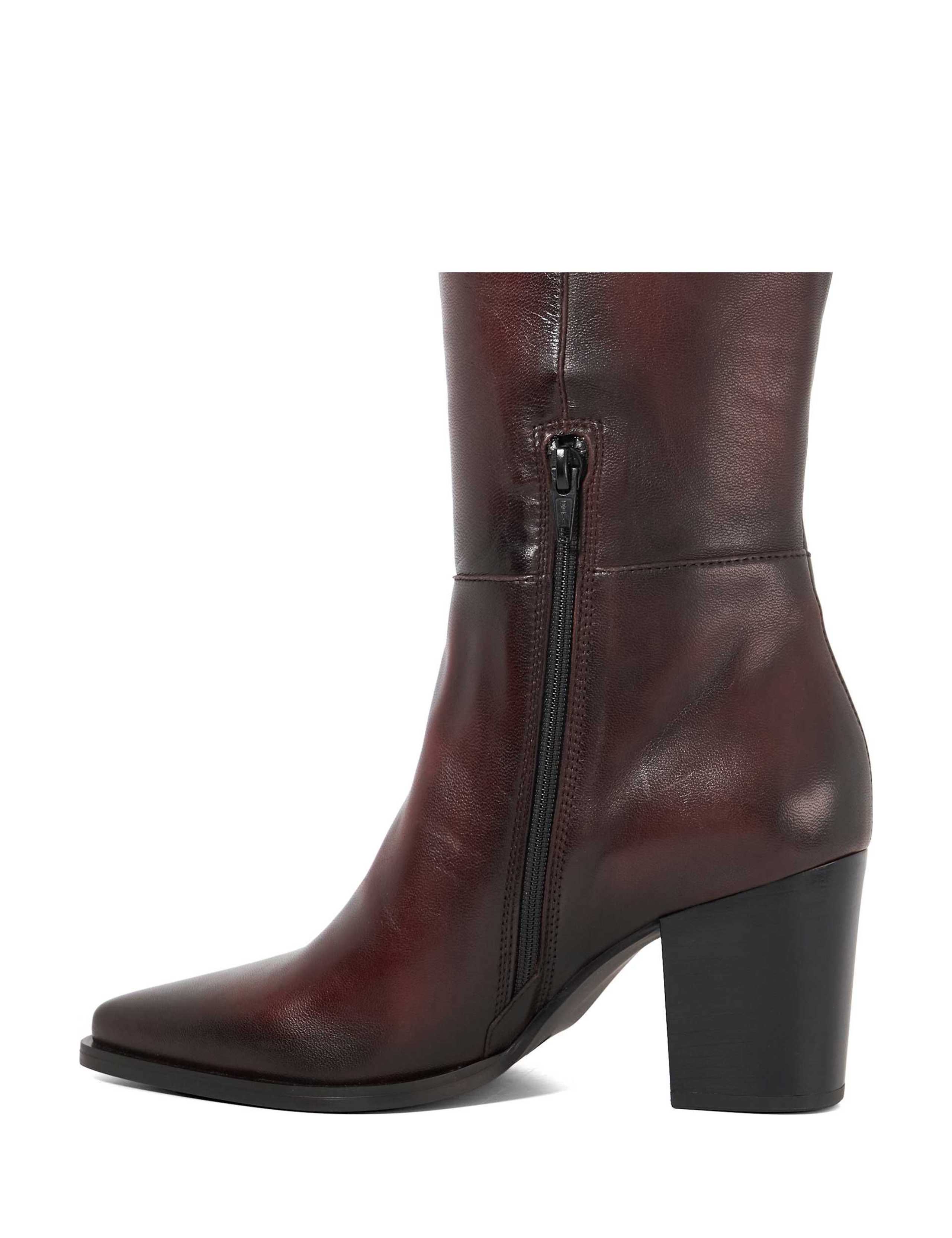Leather Block Heel Knee High Boots 4 of 4