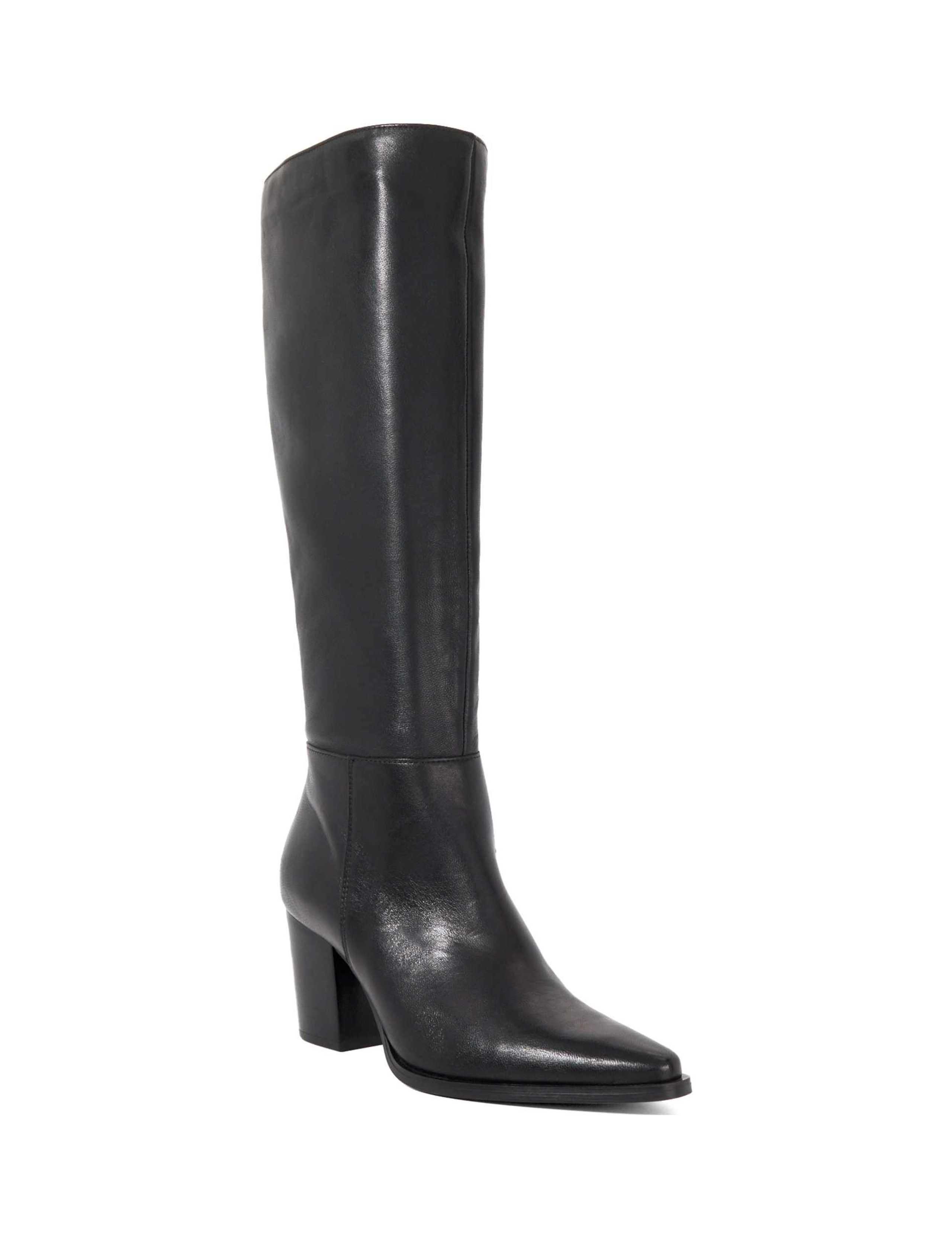Leather Block Heel Knee High Boots 2 of 5