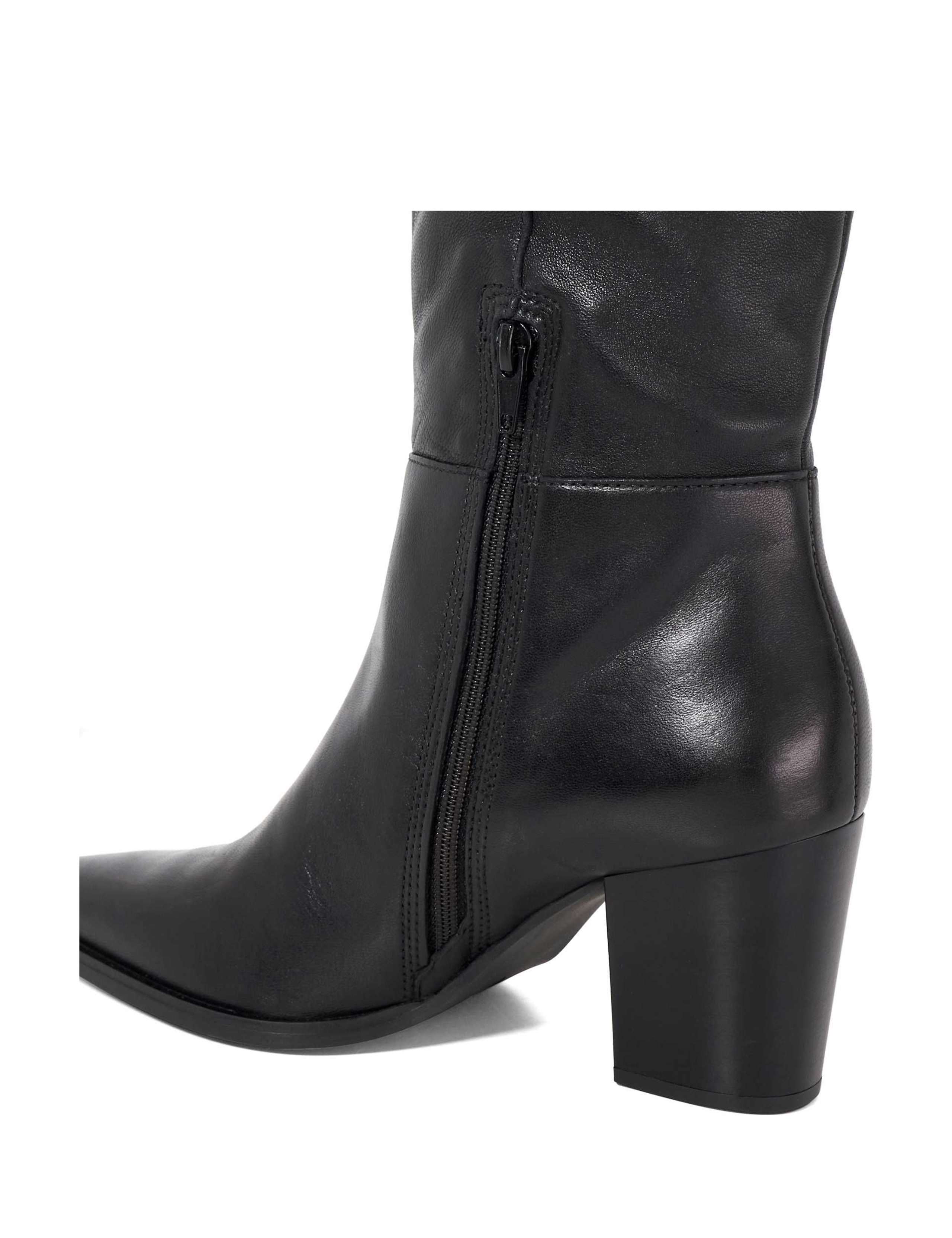 Leather Block Heel Knee High Boots 5 of 5