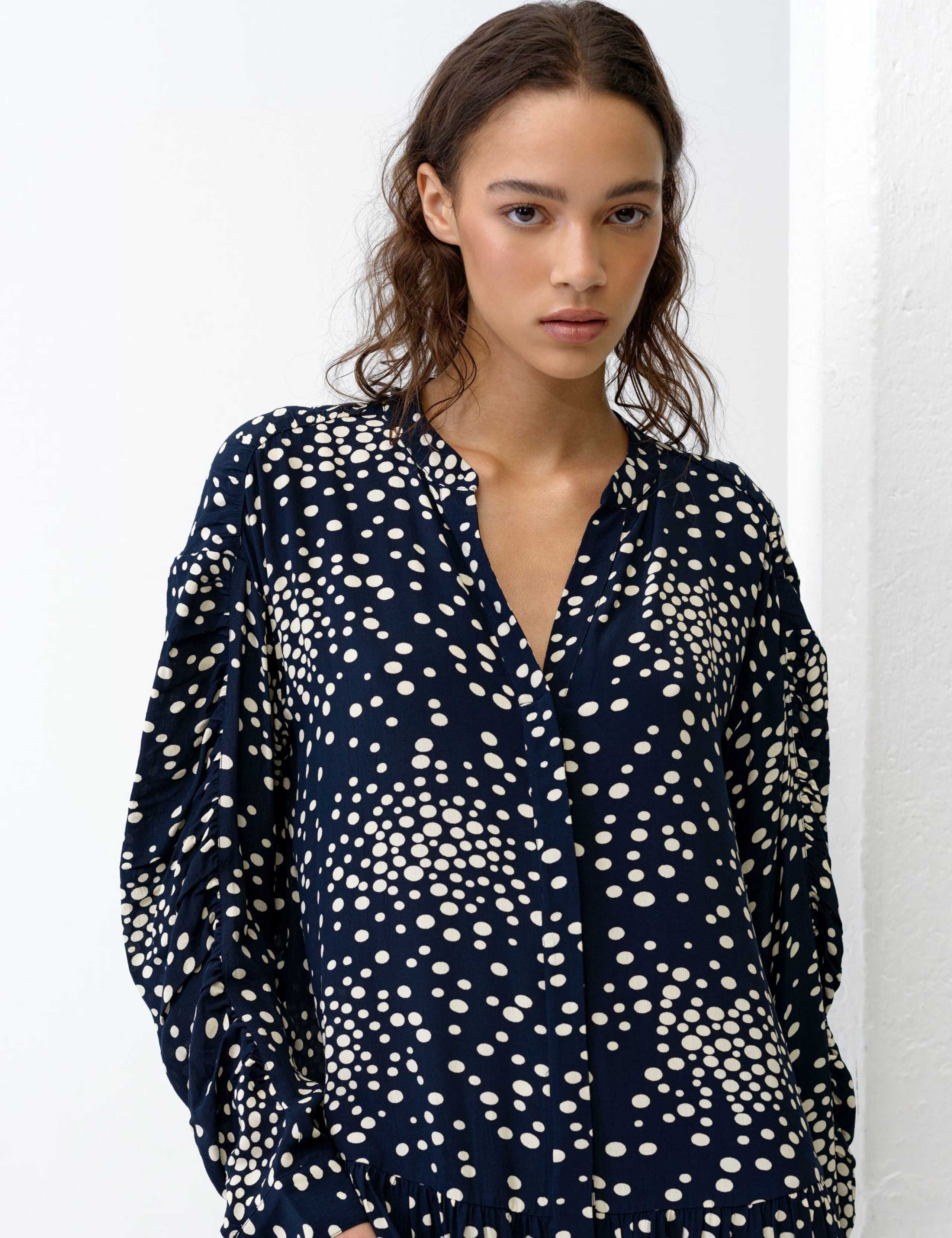 Polka Dot V-Neck Mini Smock Dress 6 of 6