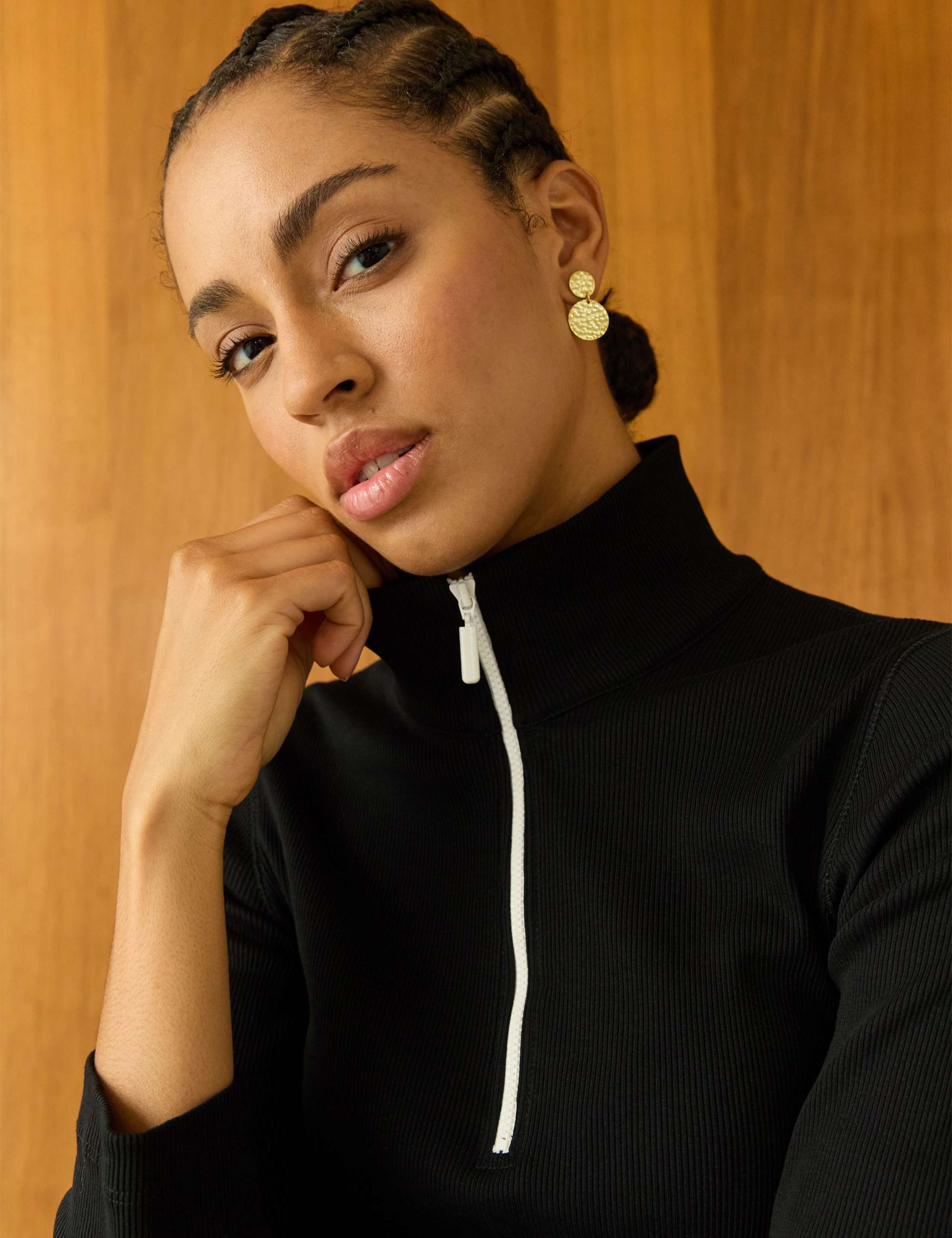 Pure Cotton Funnel Neck Half Zip Top 2 of 4